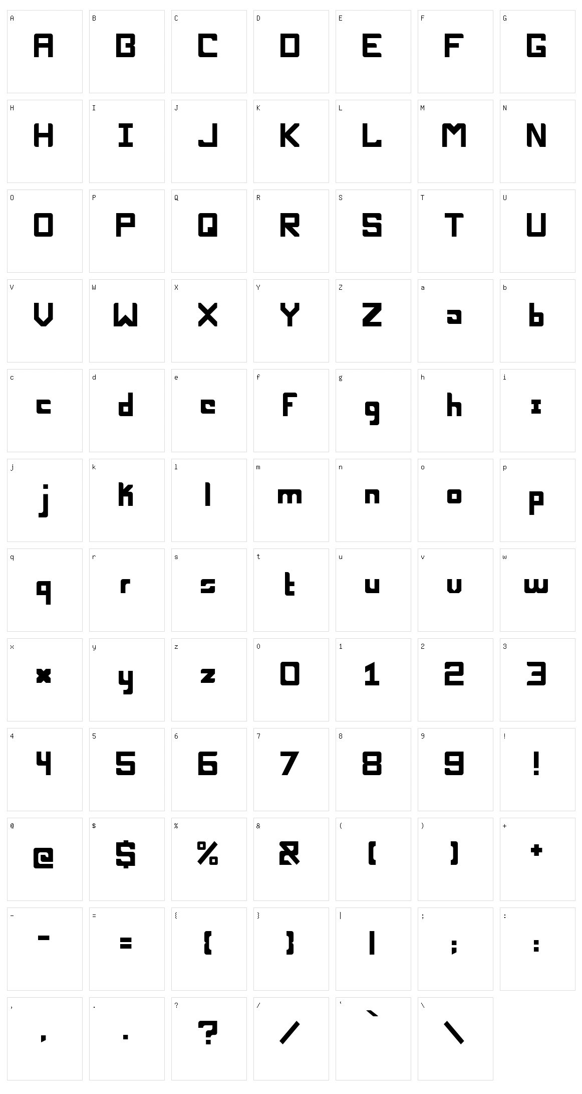 Nucleo MD Character Set