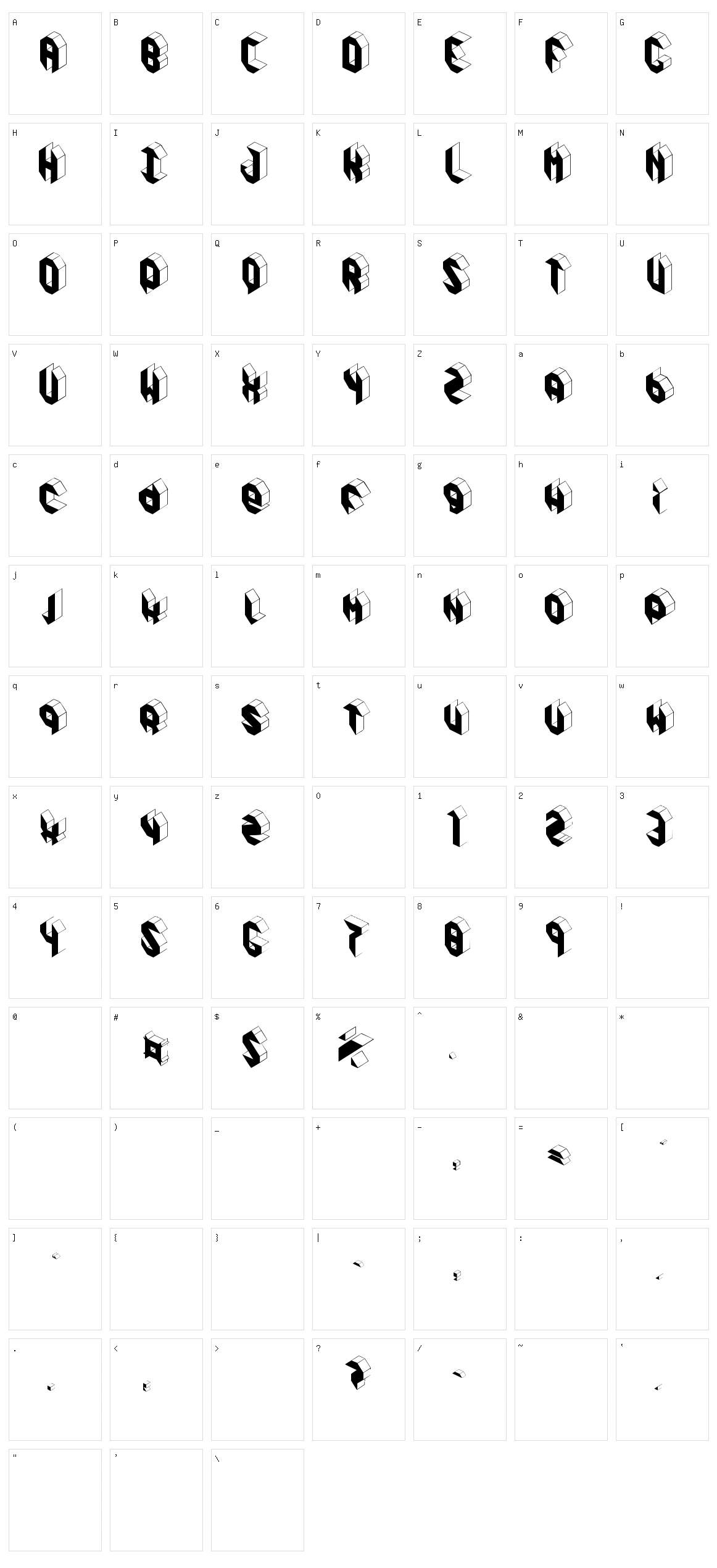 Pandimencional Character Set