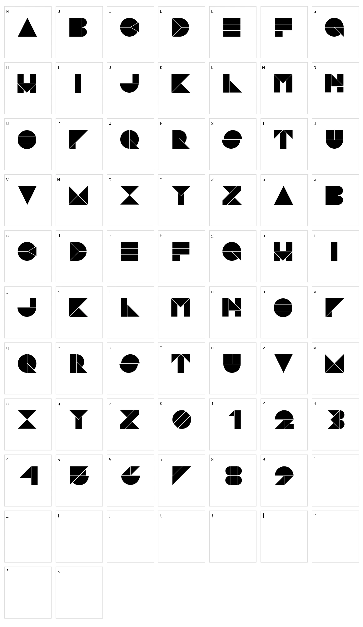 Pangraph Character Set