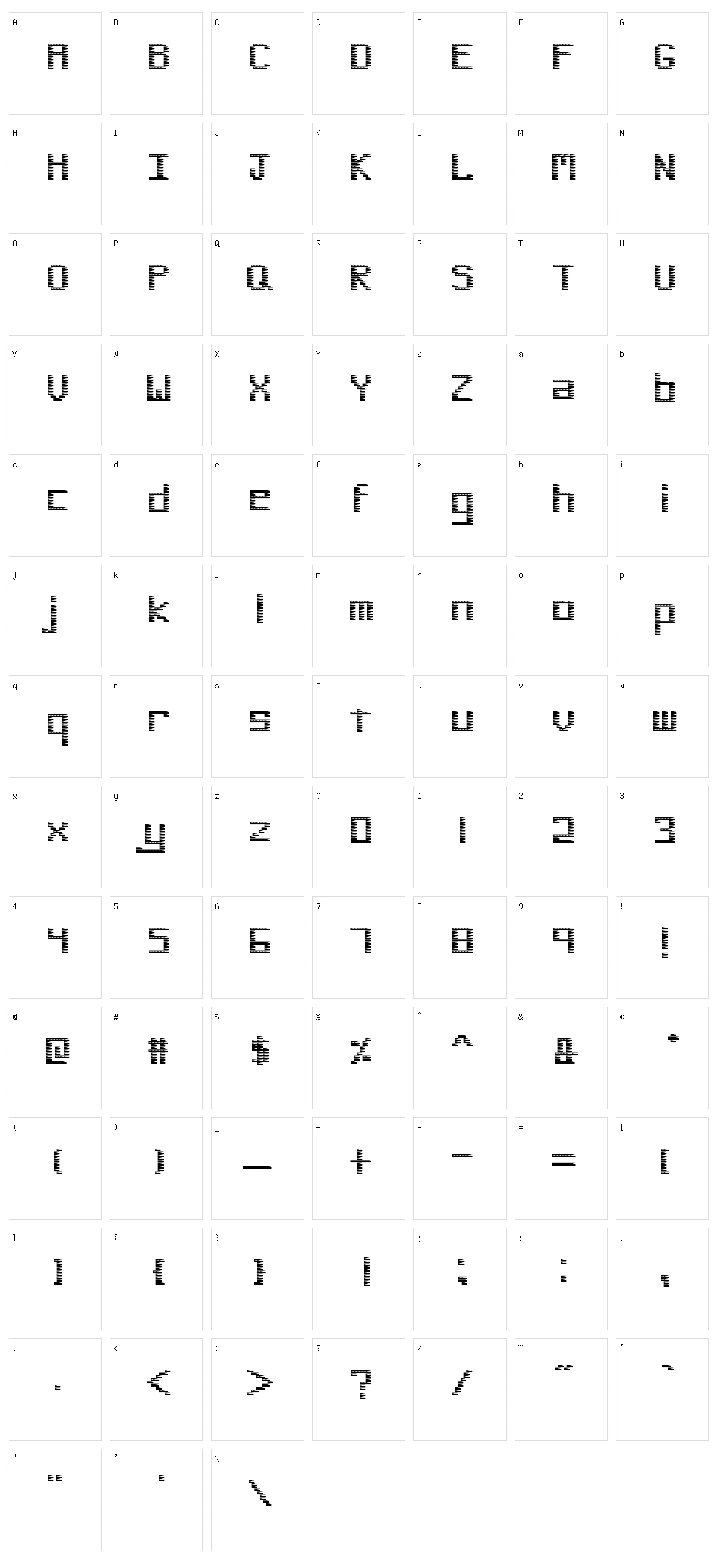 Pinstripe Bitmap Character Set