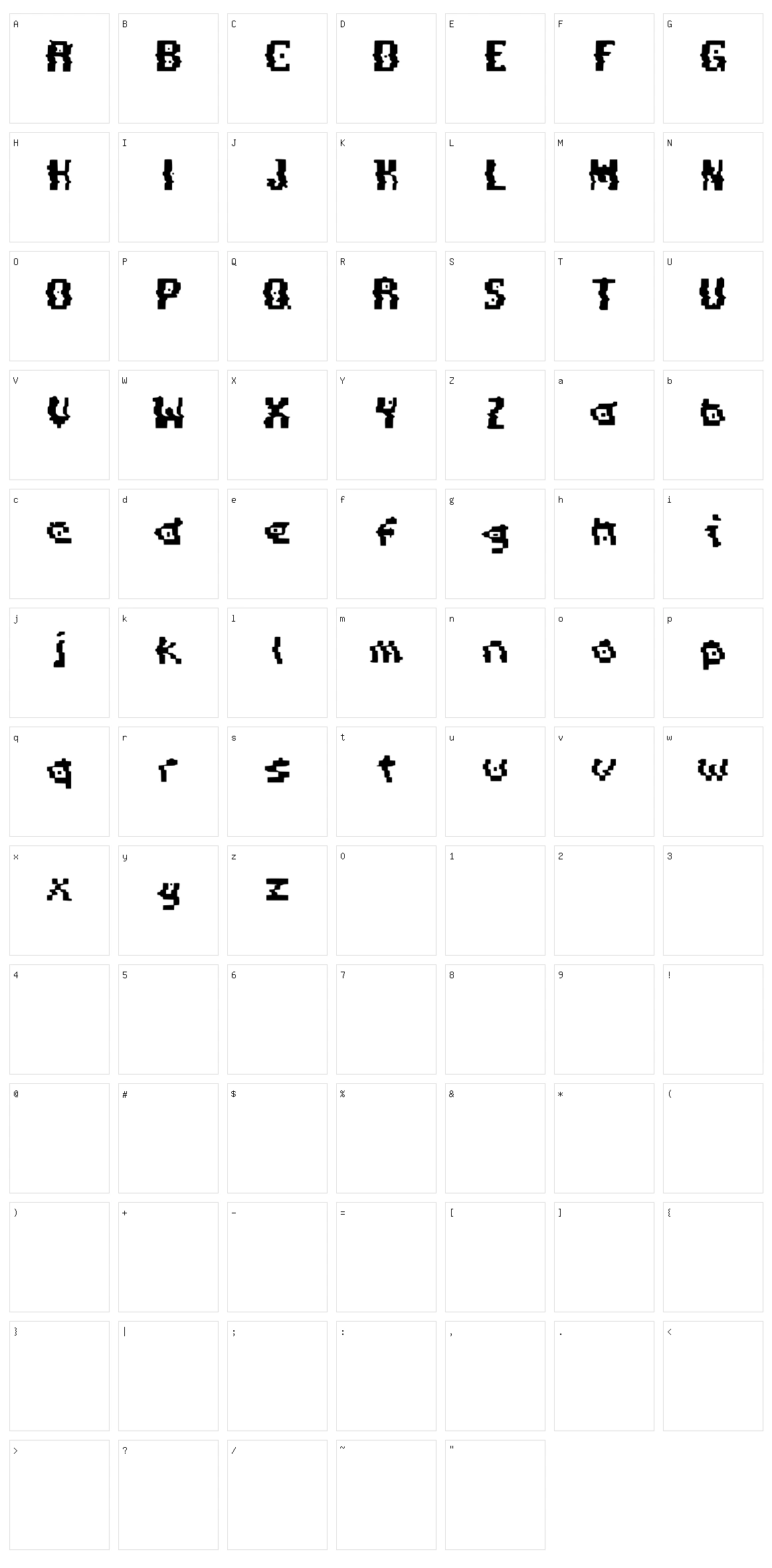 Pixel Distortion Character Set