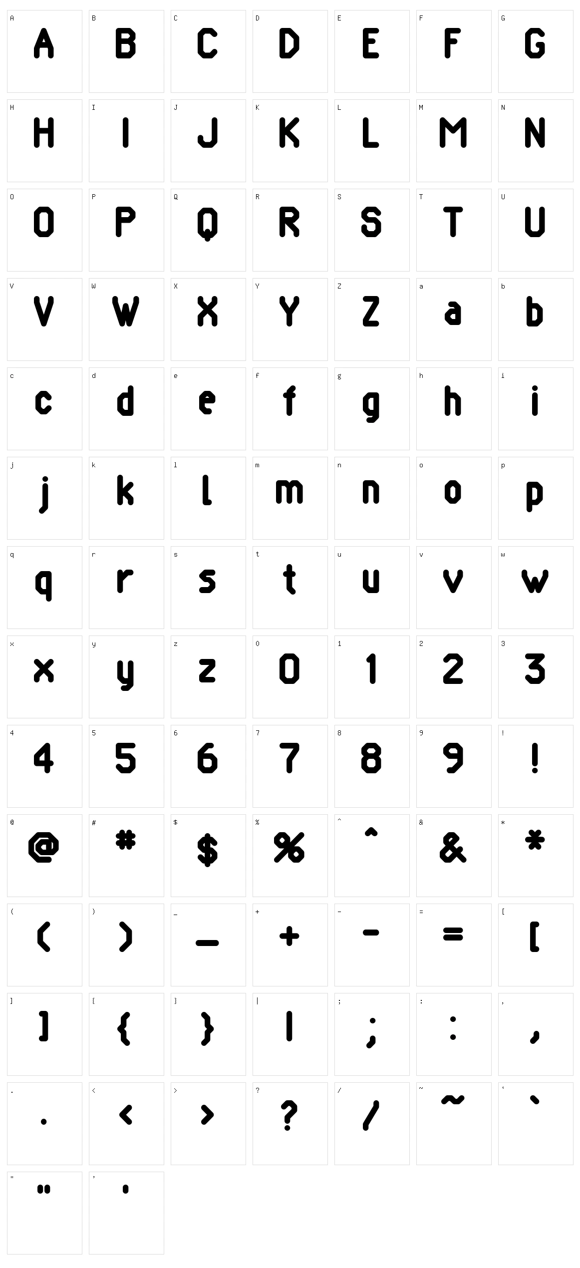 Pomcute Character Set