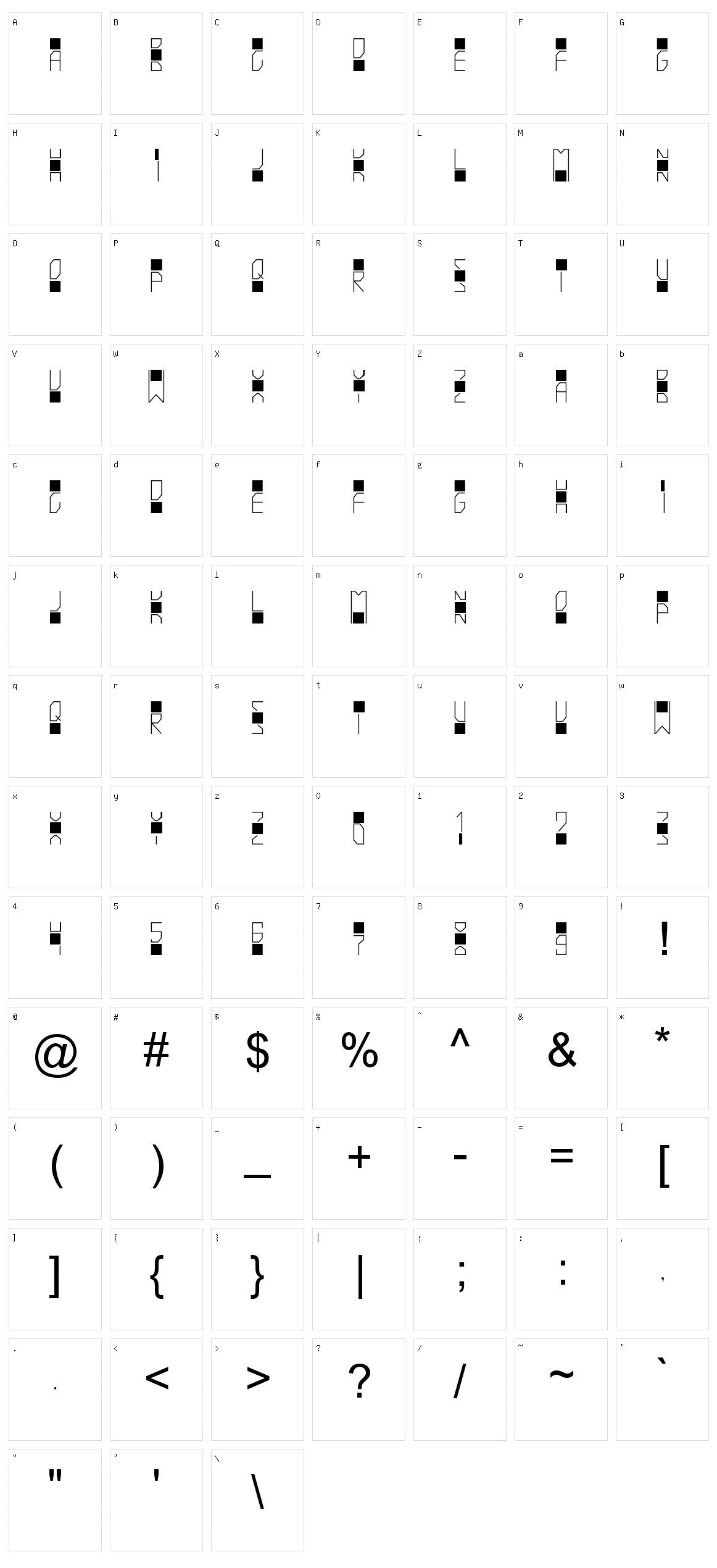 Postus Scriptus Character Set