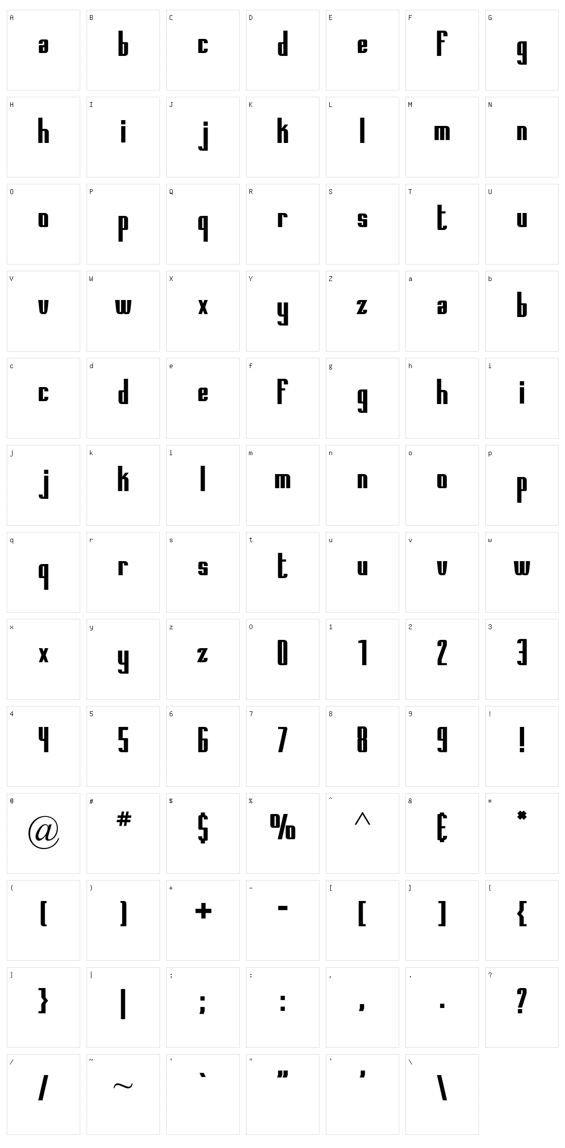 Printed Circuit Board Character Set