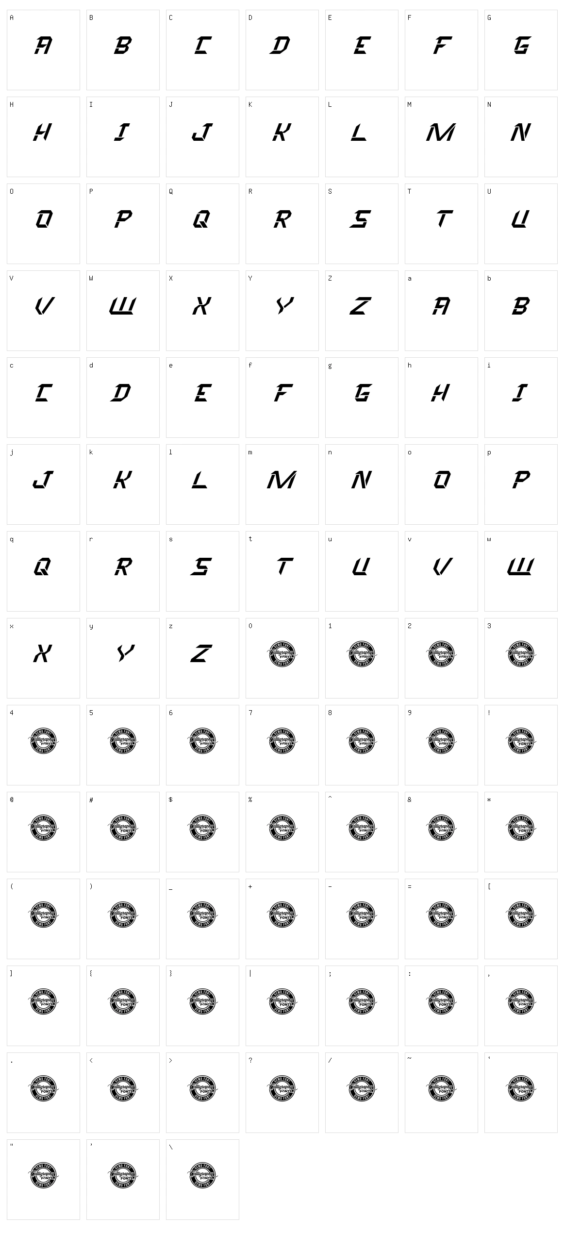 Rapidtech Character Set