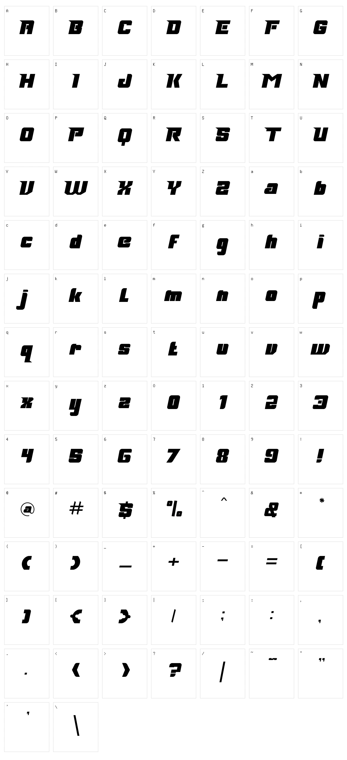 Rock Road Character Set