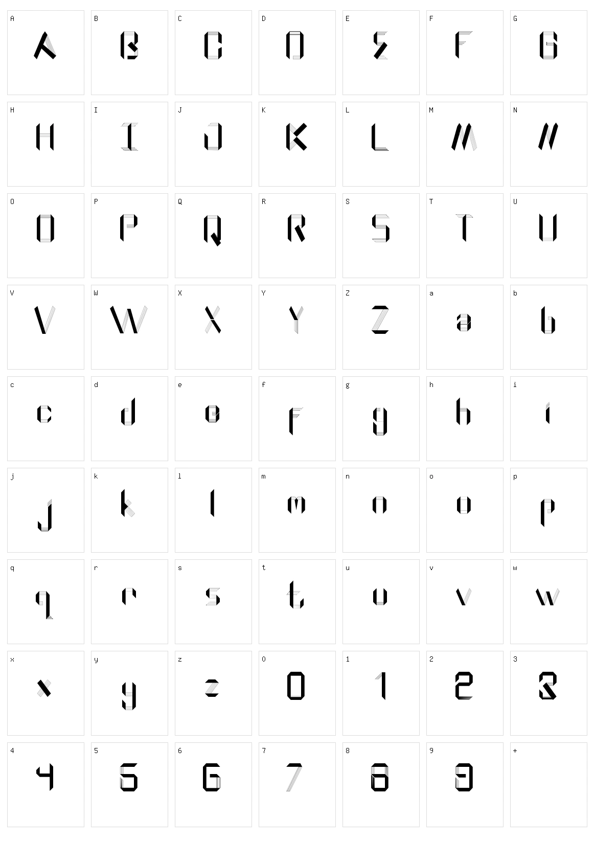 Rodriguez GeometricPaper Character Set