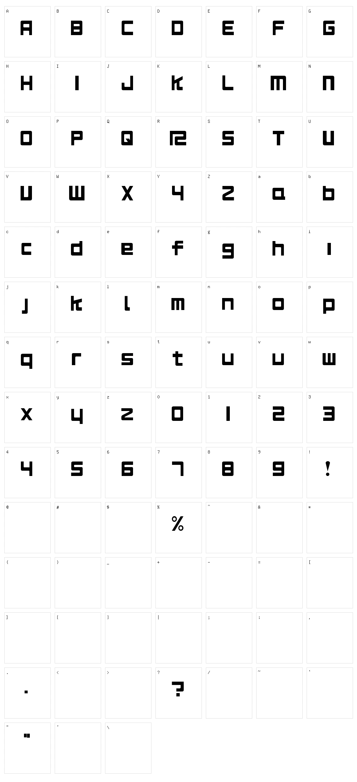 RS125 Original Character Set