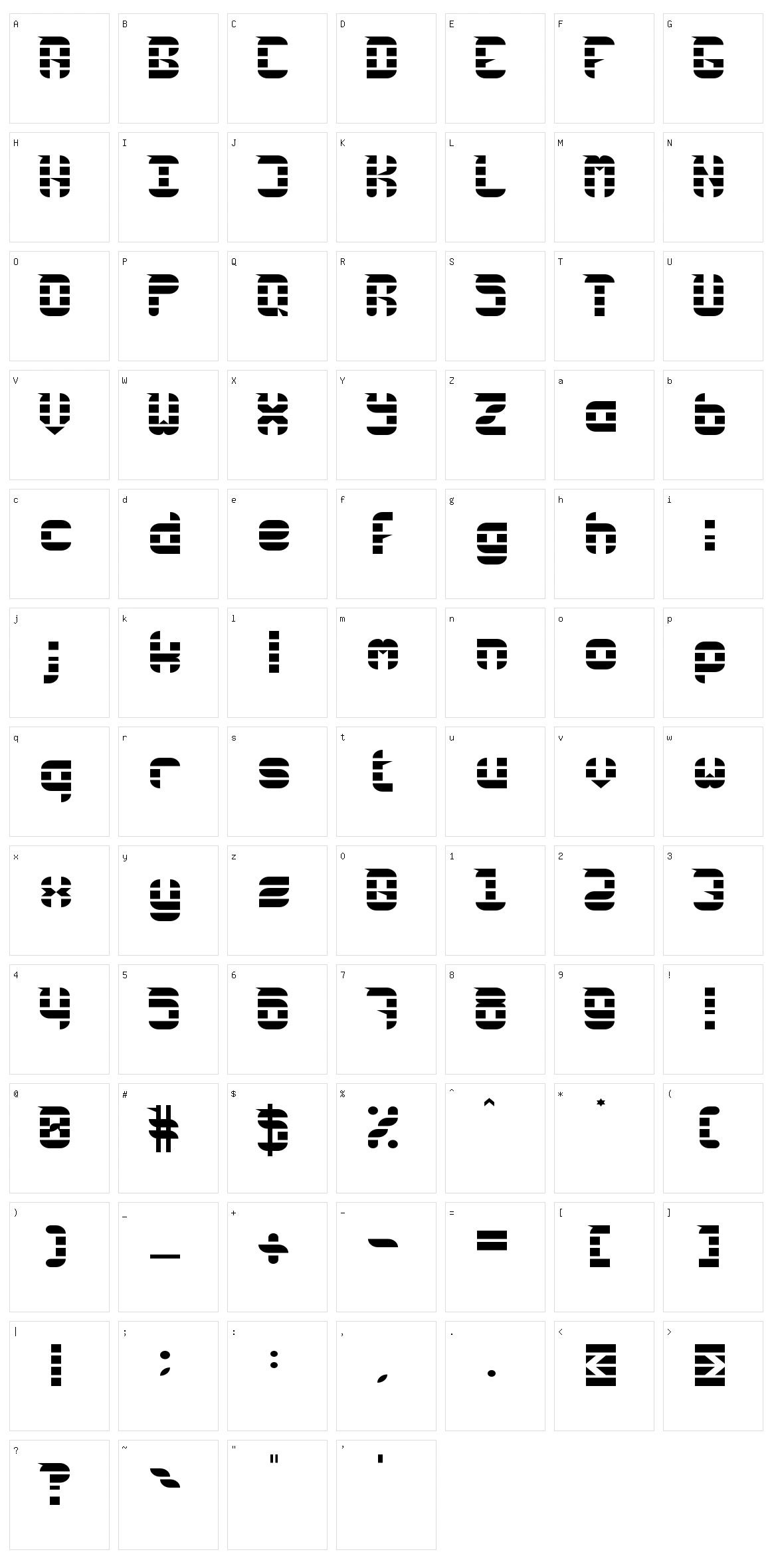 Rubber Down Character Set