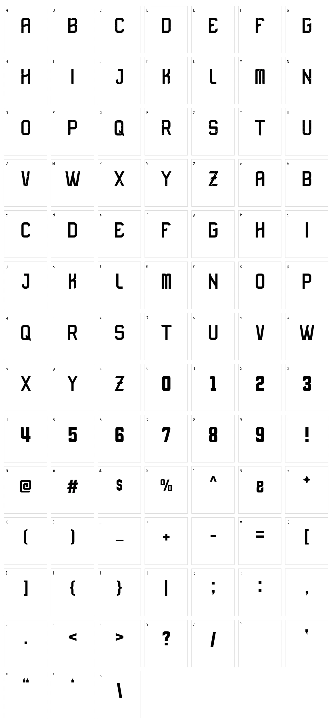 Rusher Character Set