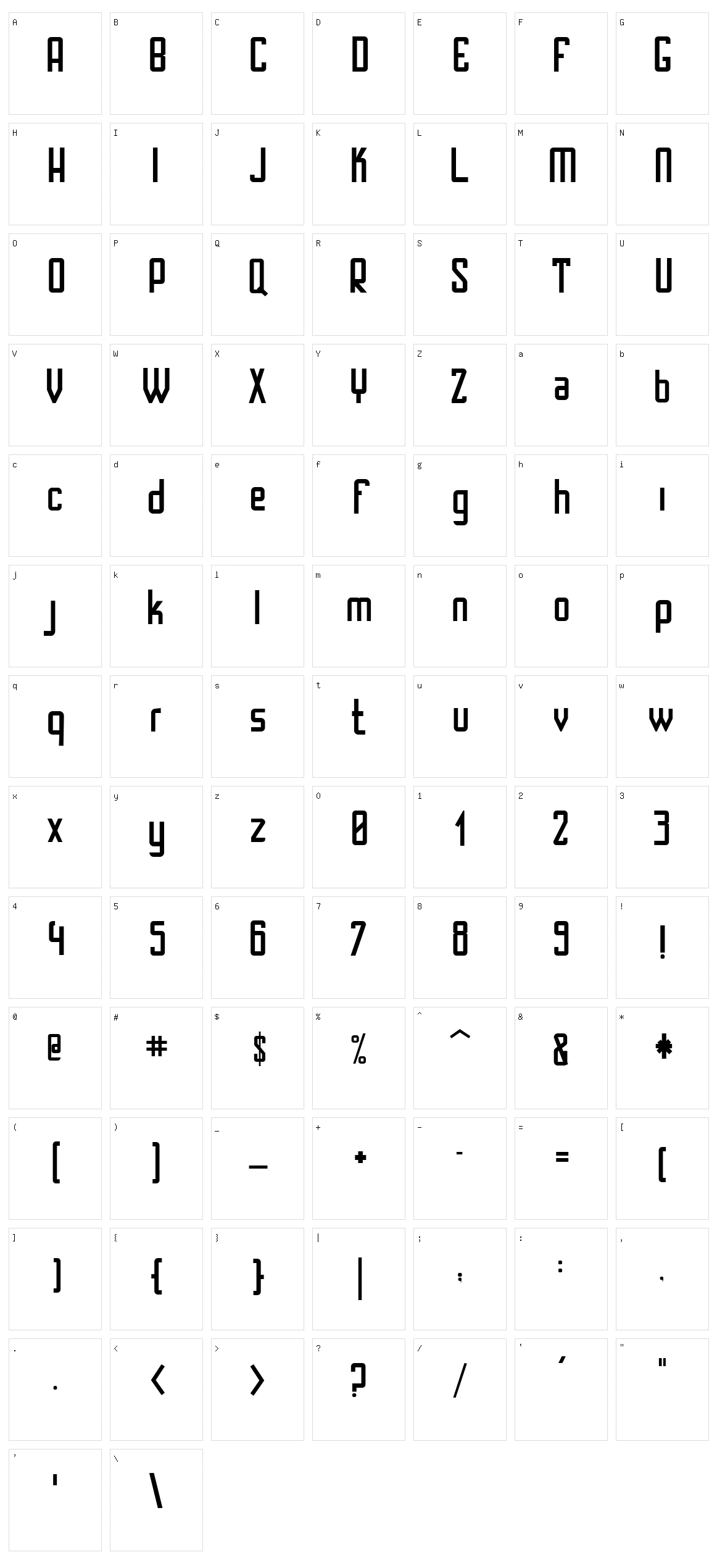 Santa Rosalia Character Set