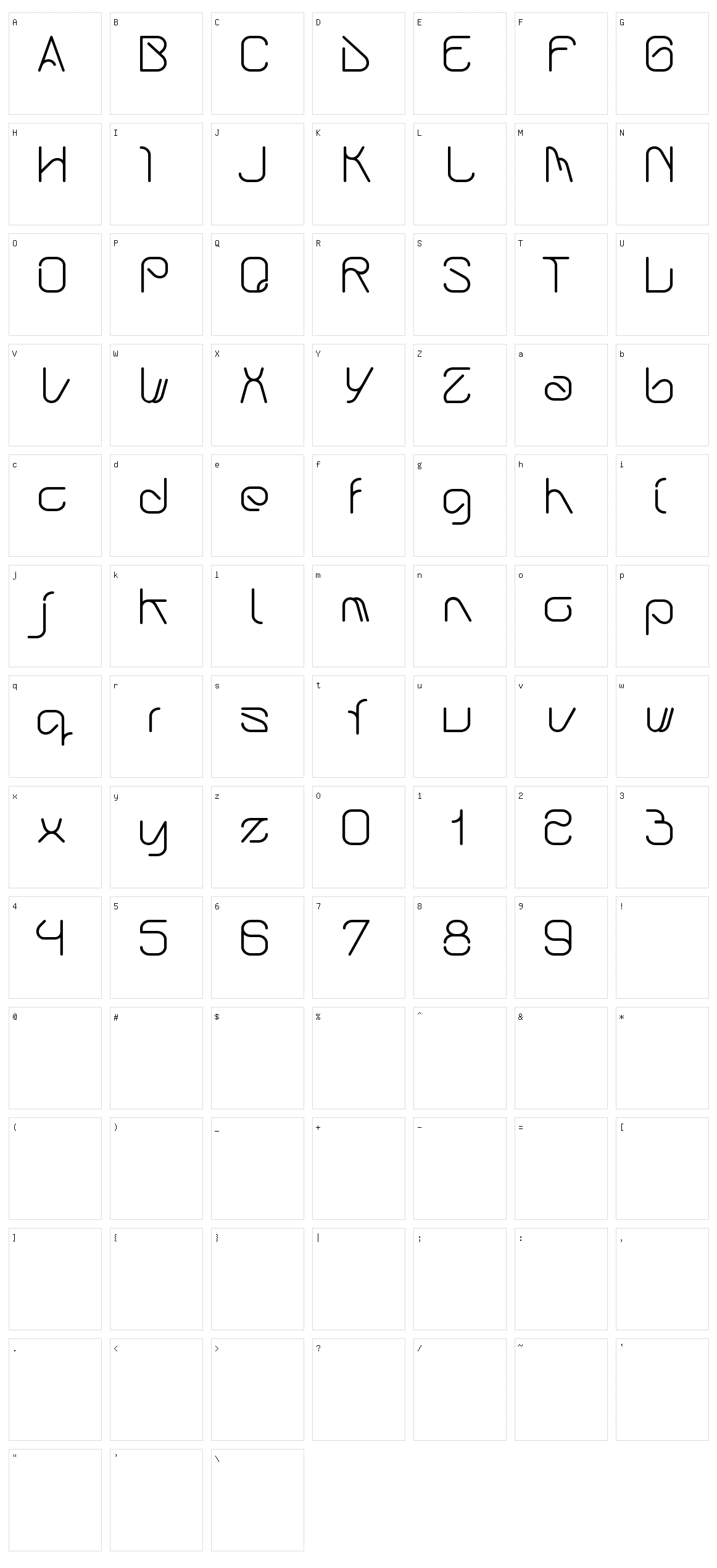 Schlangen Schriftas Character Set