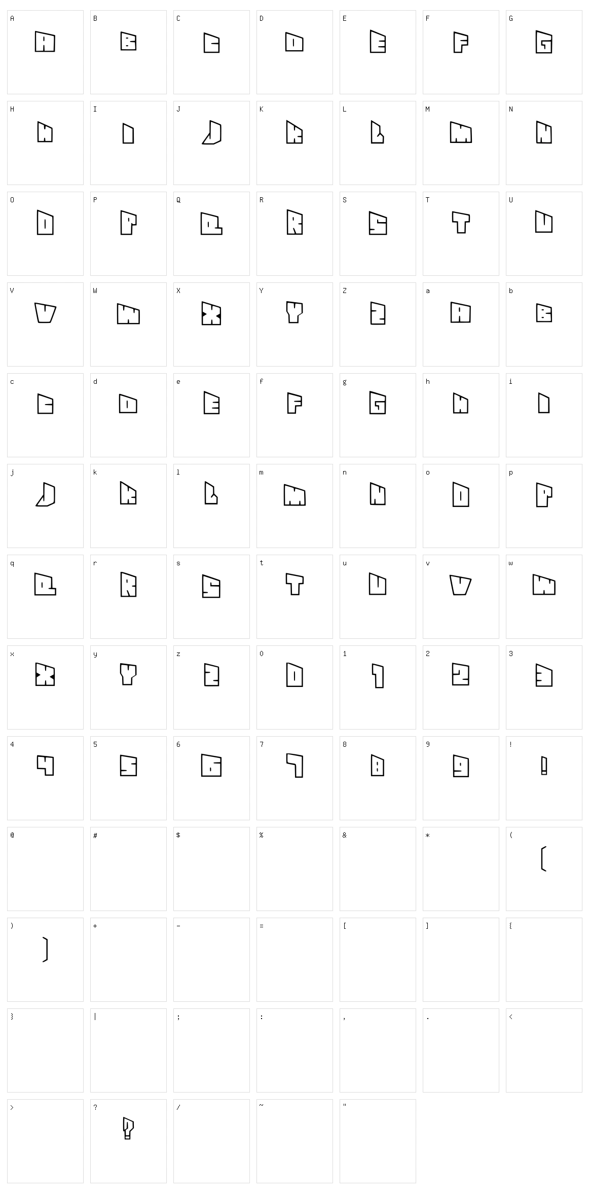 See Through Slanty Font Character Set