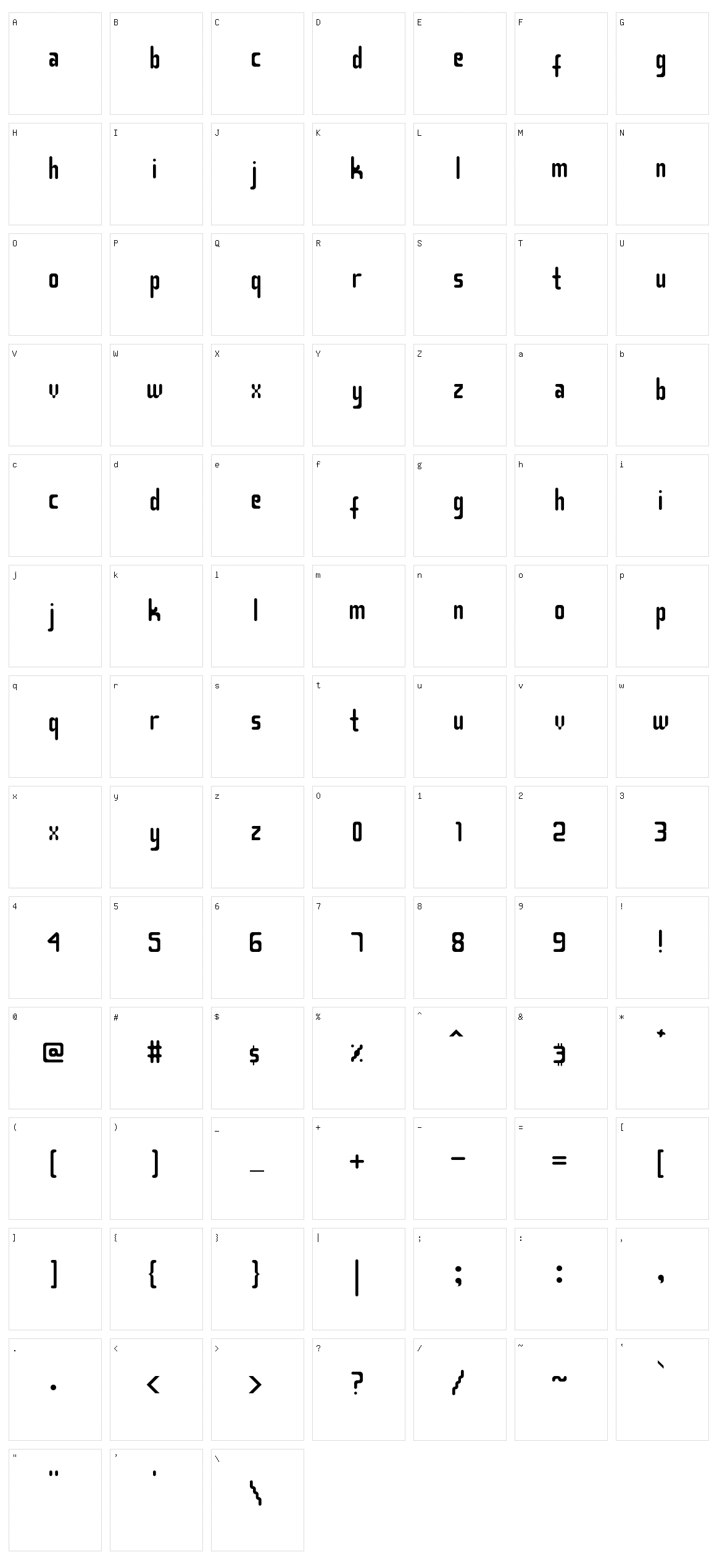 Smasasinema Character Set