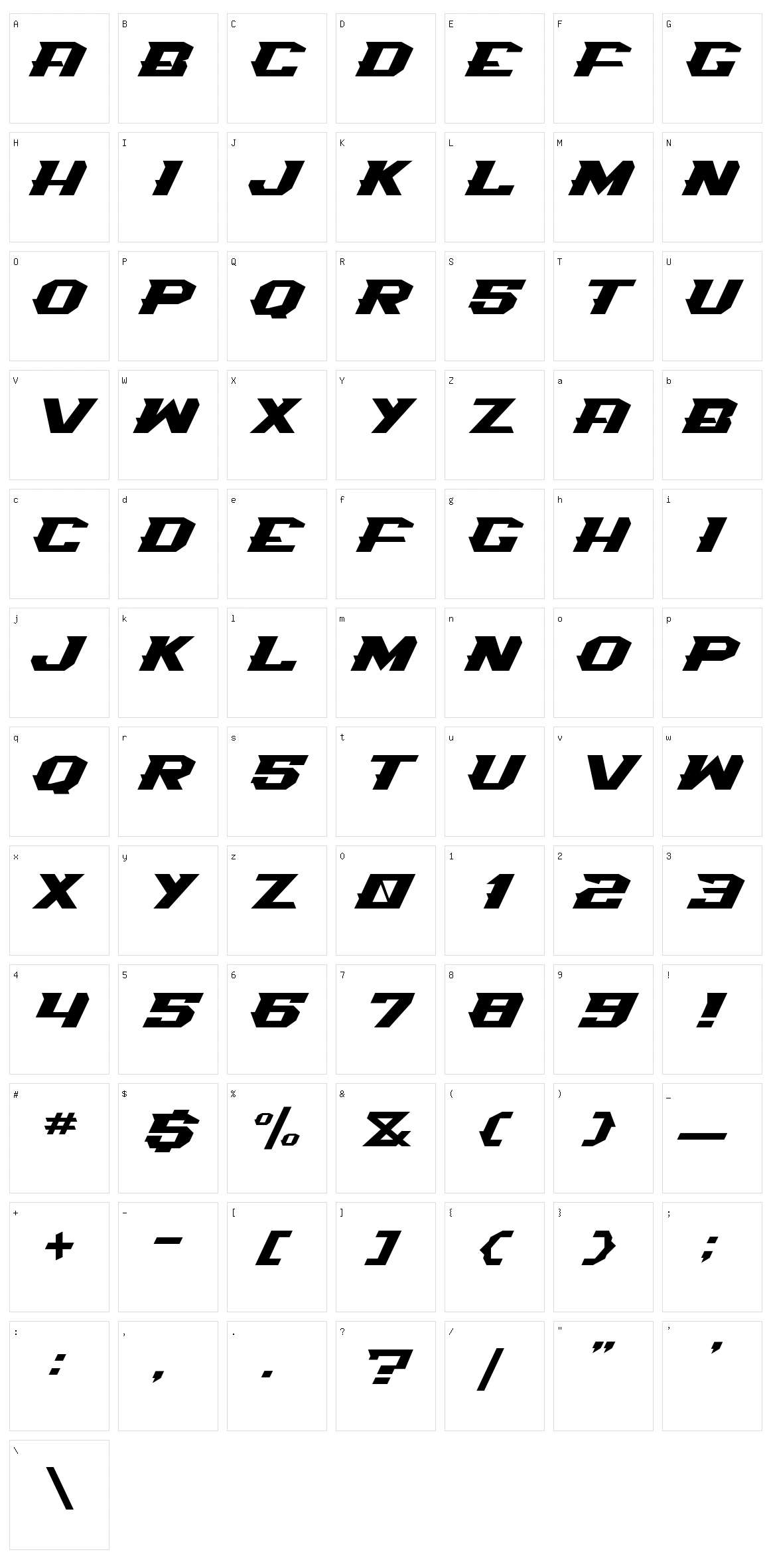 Spiky-016 Character Set