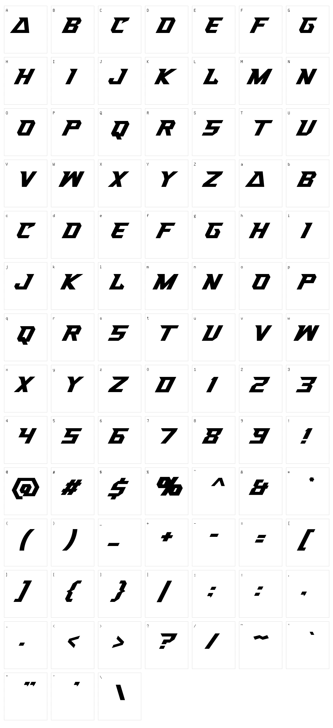 Sportesia Character Set