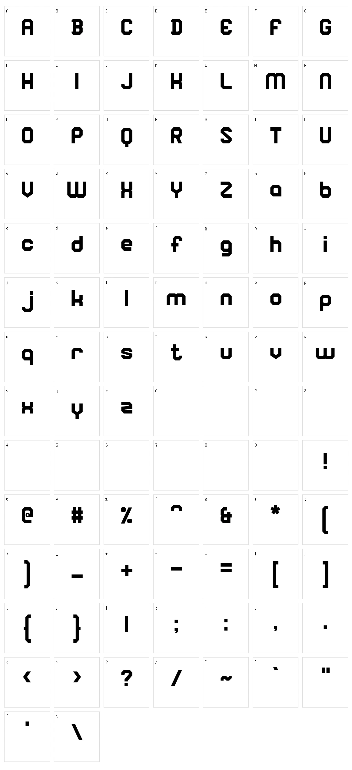 Square Block Character Set