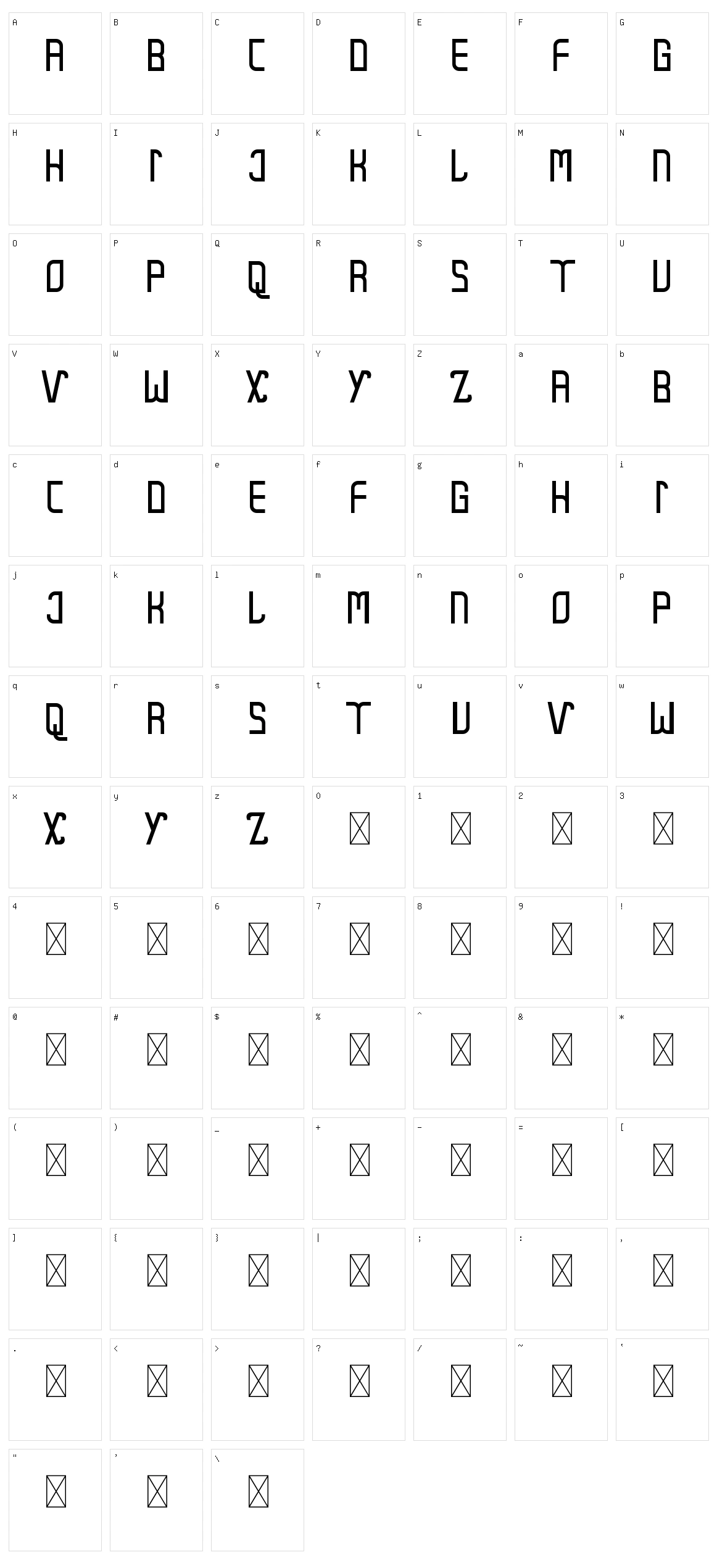 Sublack Character Set