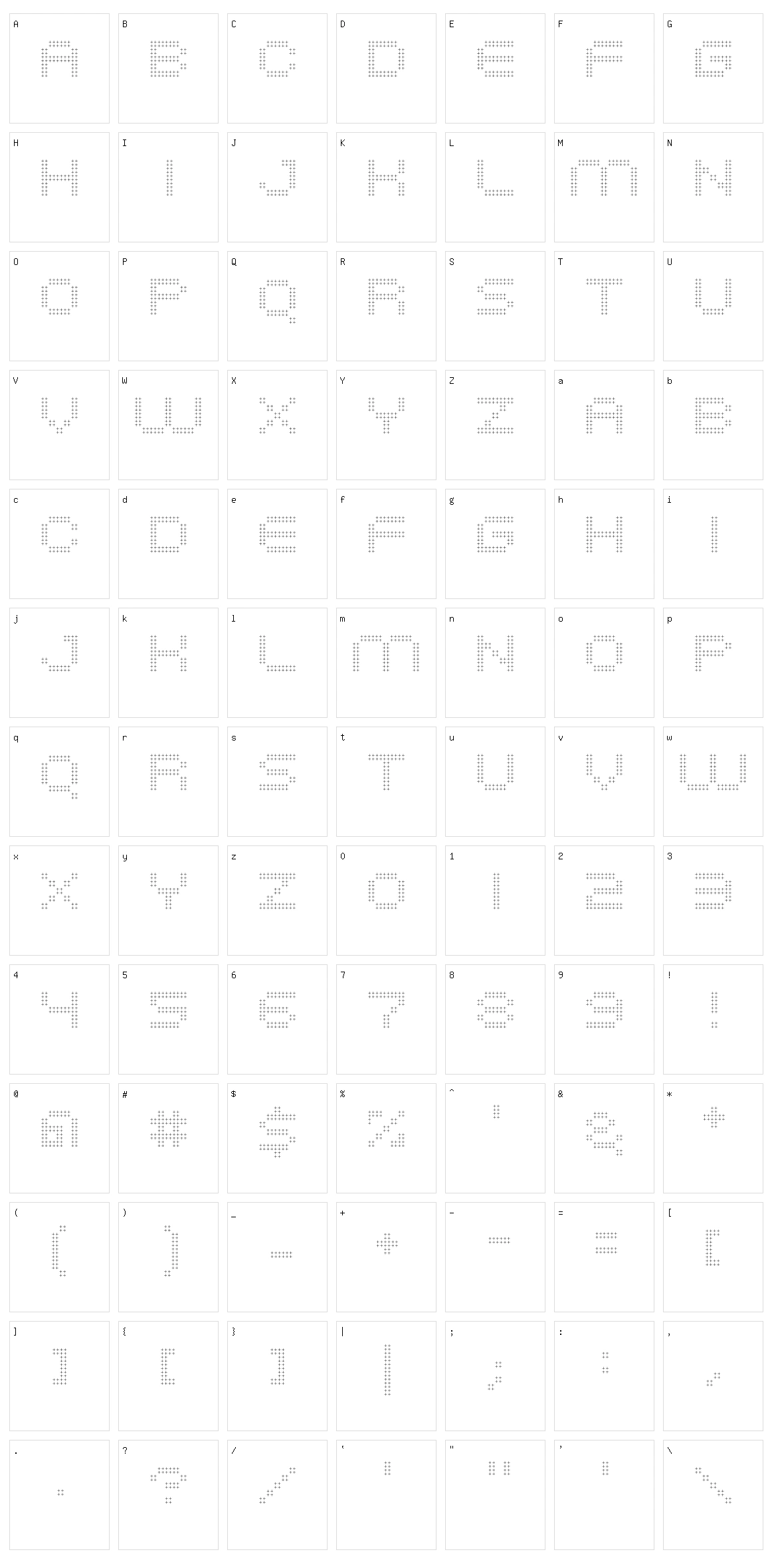 System Hatch Character Set