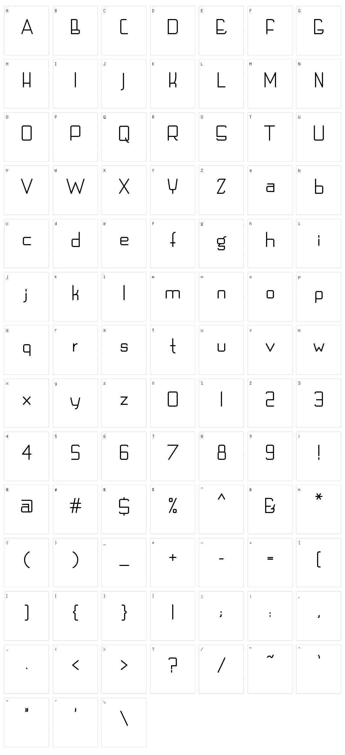 Techno LCD Character Set