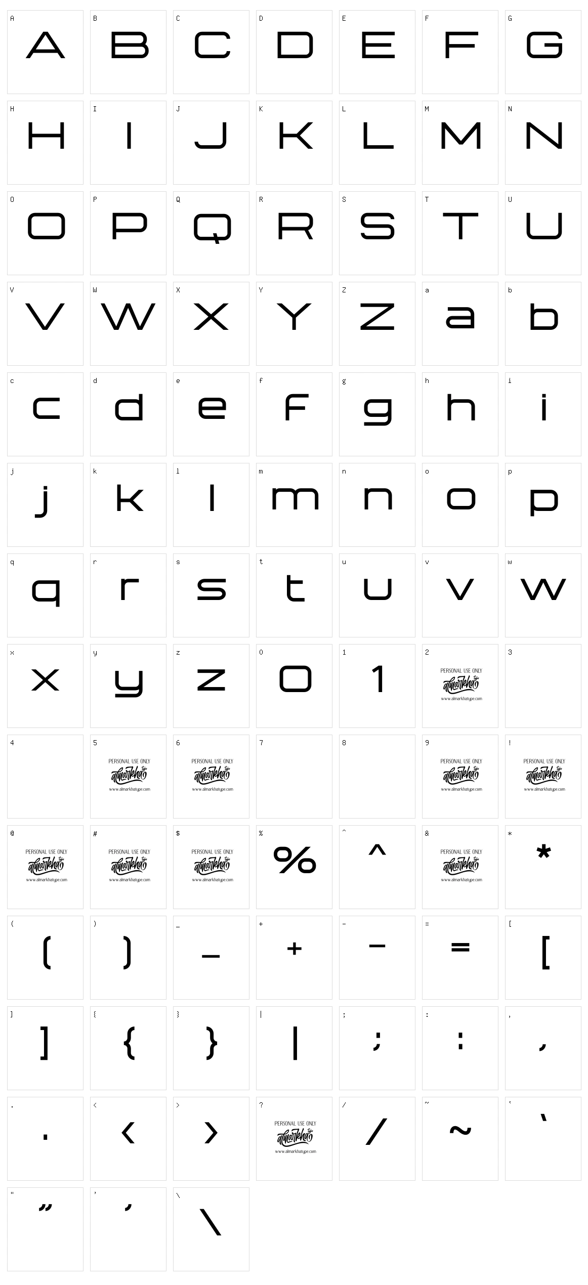 Technovier Character Set