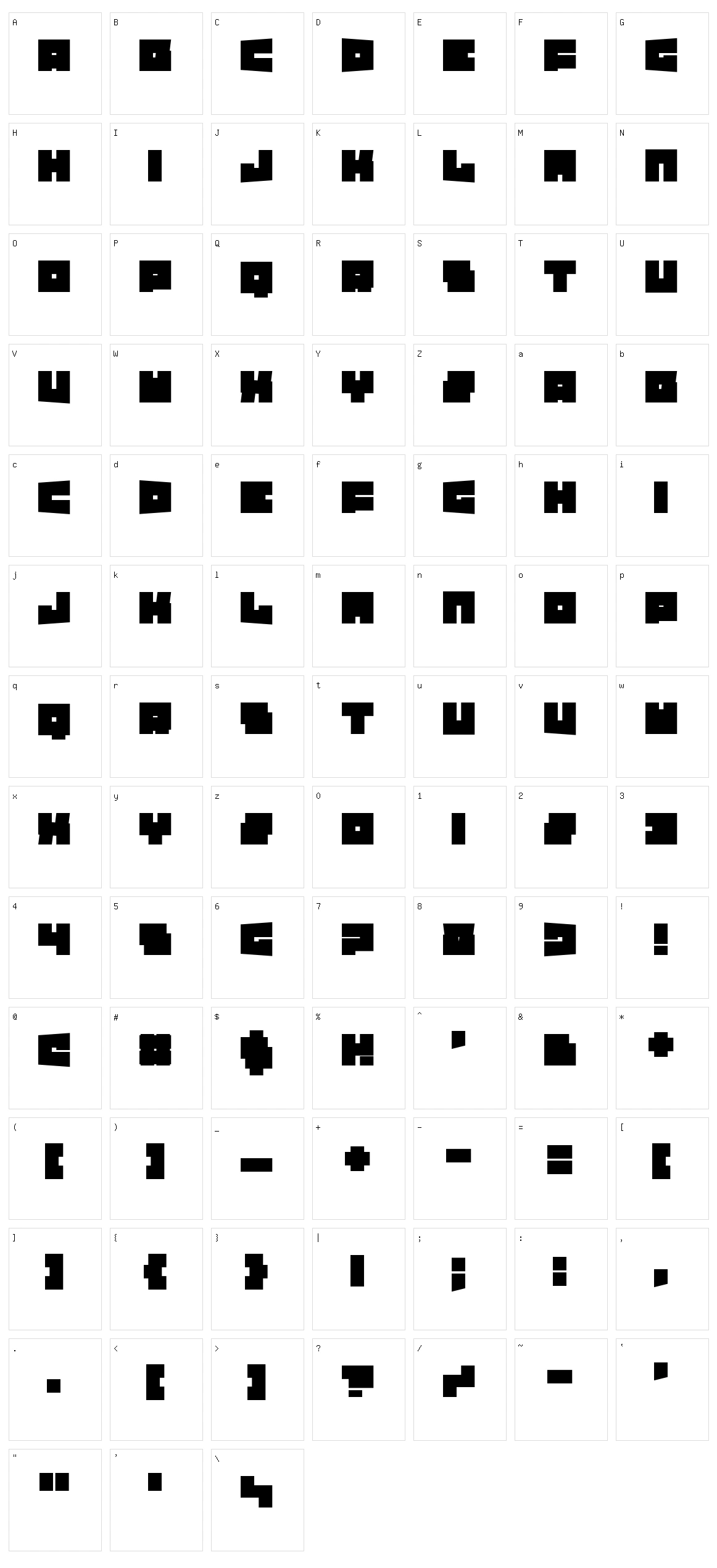 Texas Drop Character Set