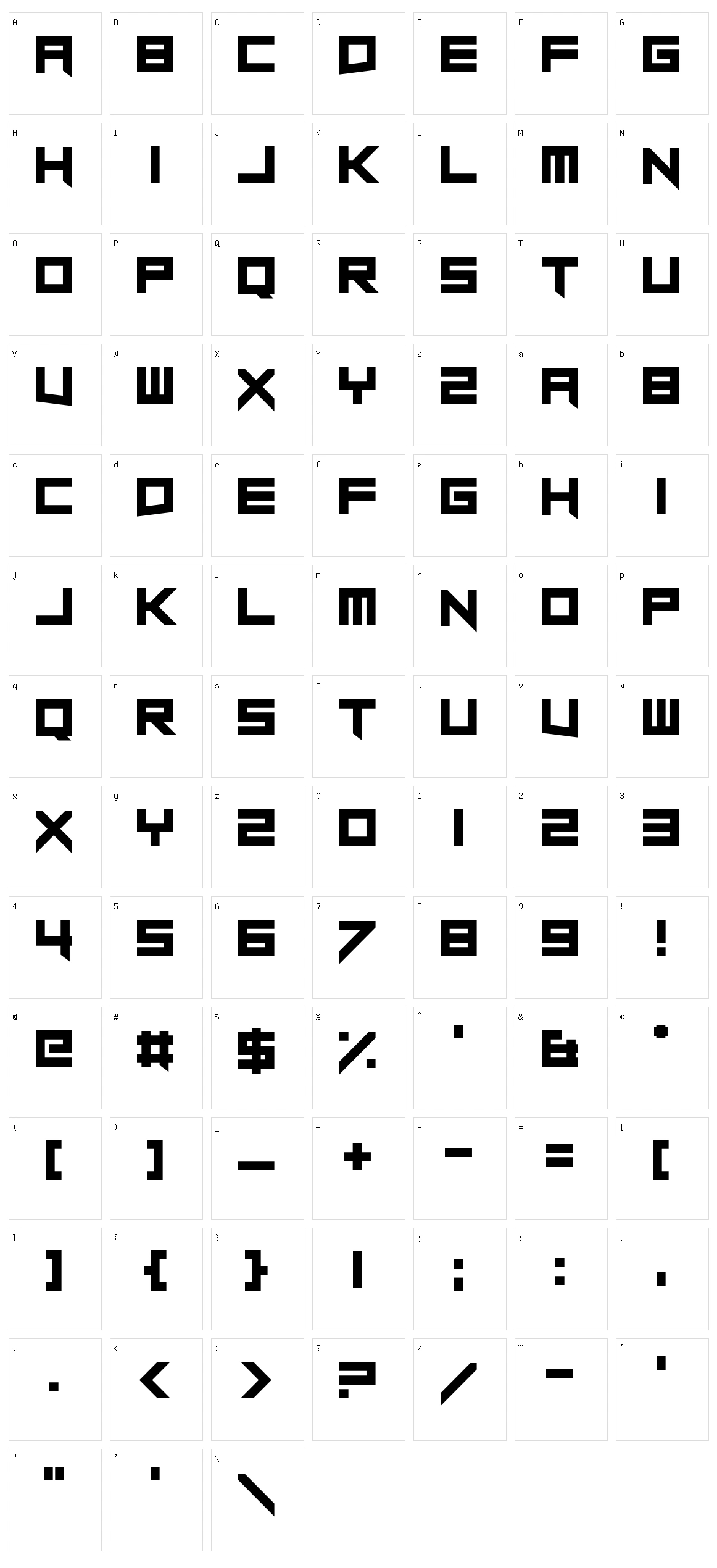 Thousandyard Character Set