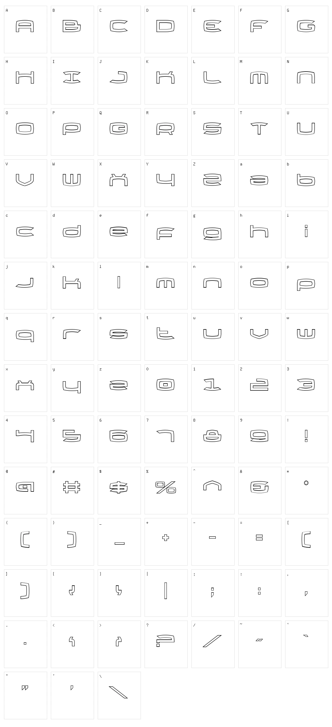 Thundergod II Character Set