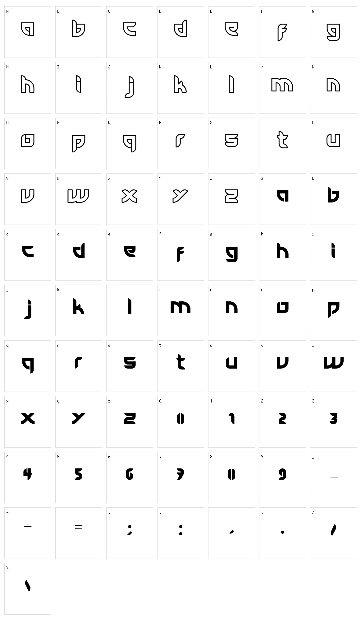 Tianrod Character Set