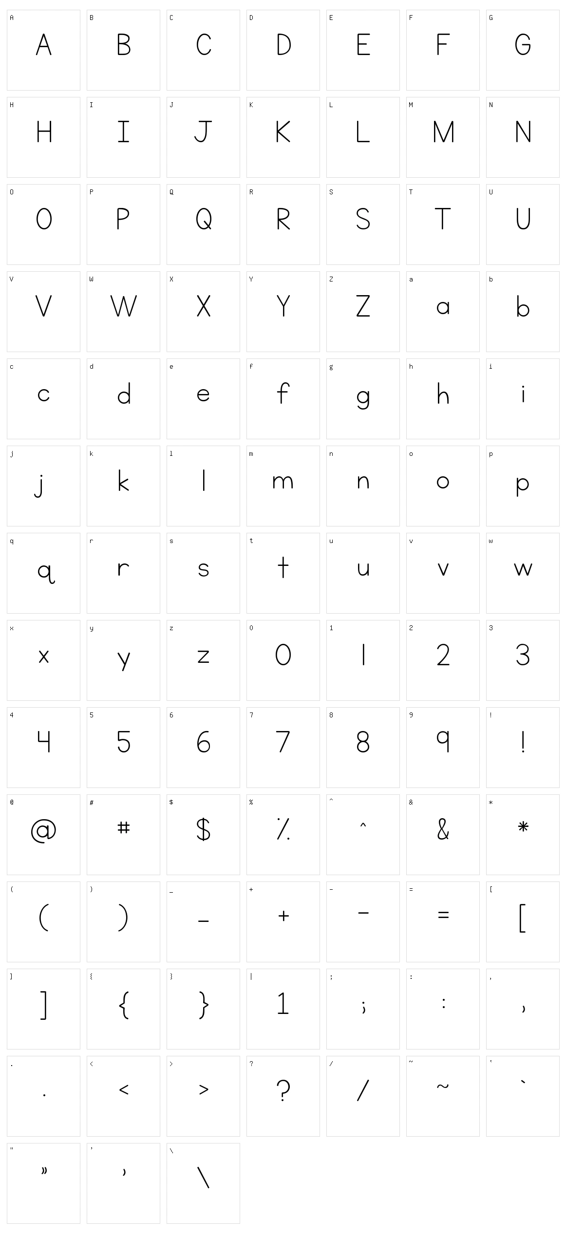 KG Neatly Printed Character Set