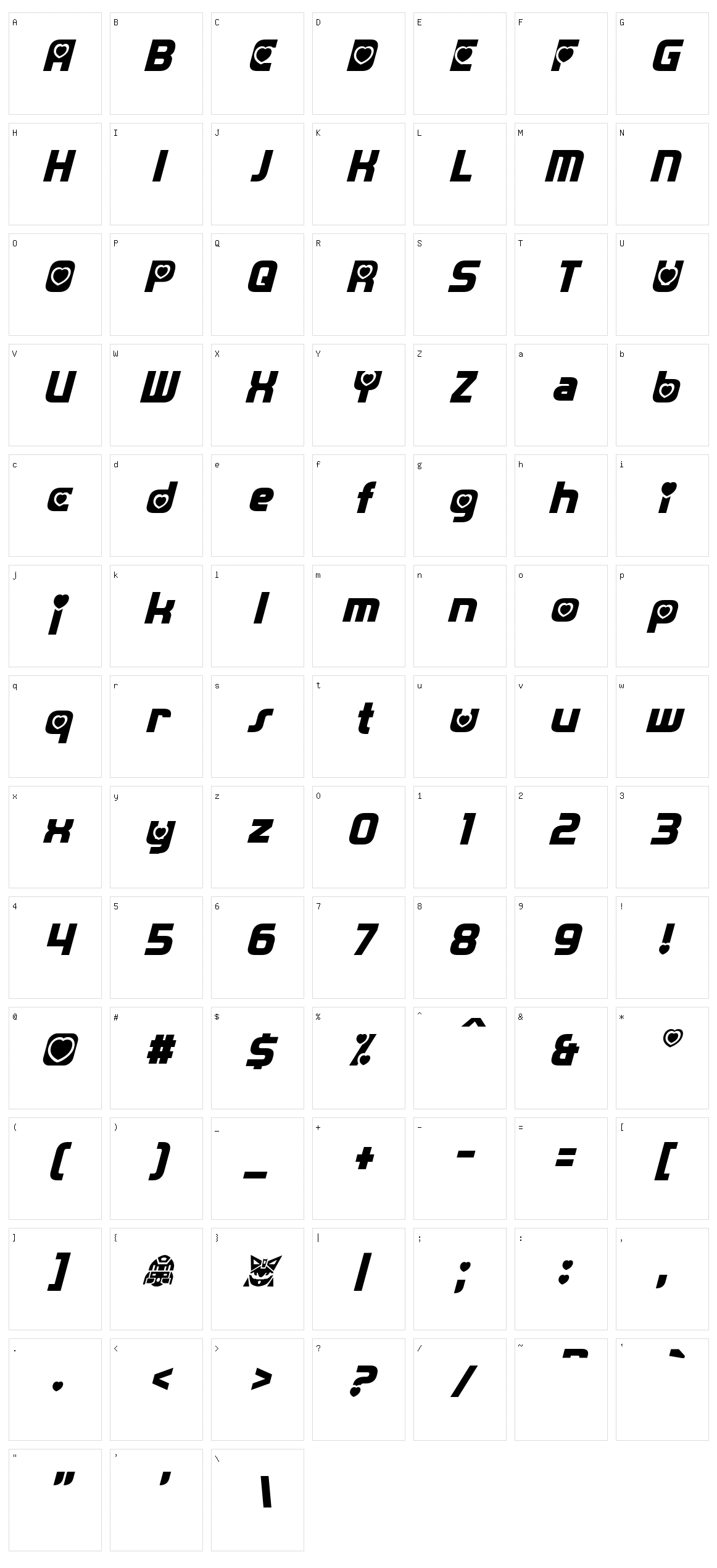 Transmaidens Character Set