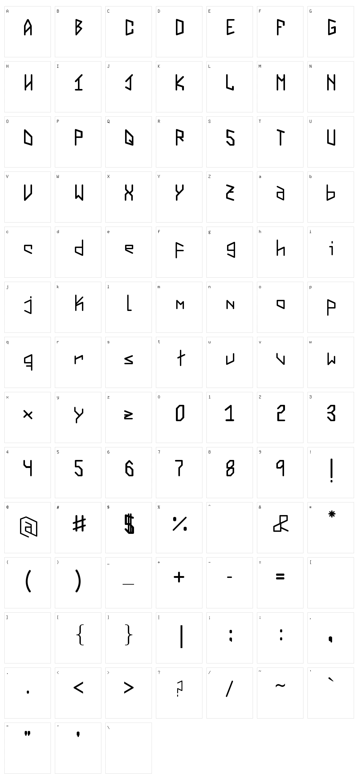 Virtual Vector Vortex Character Set