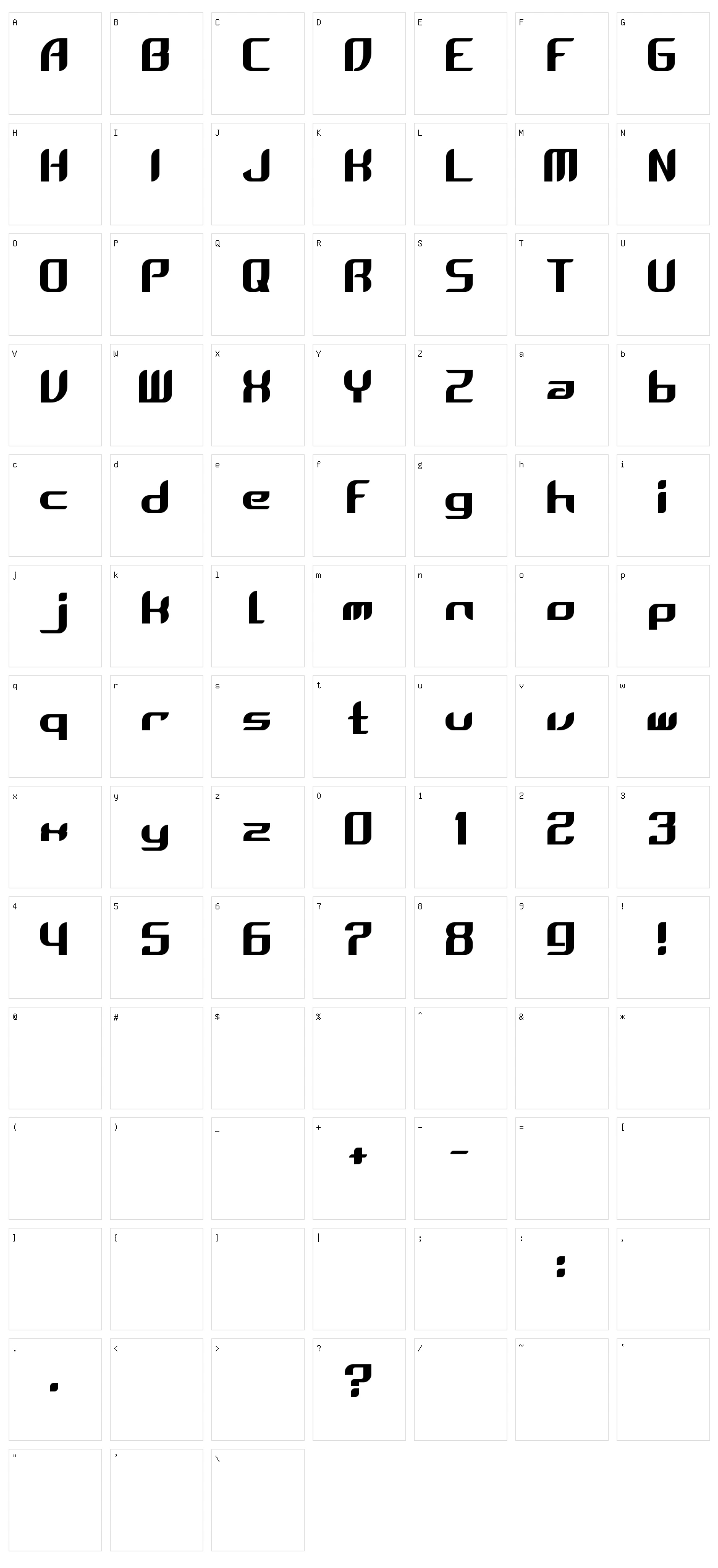 Zero G Character Set