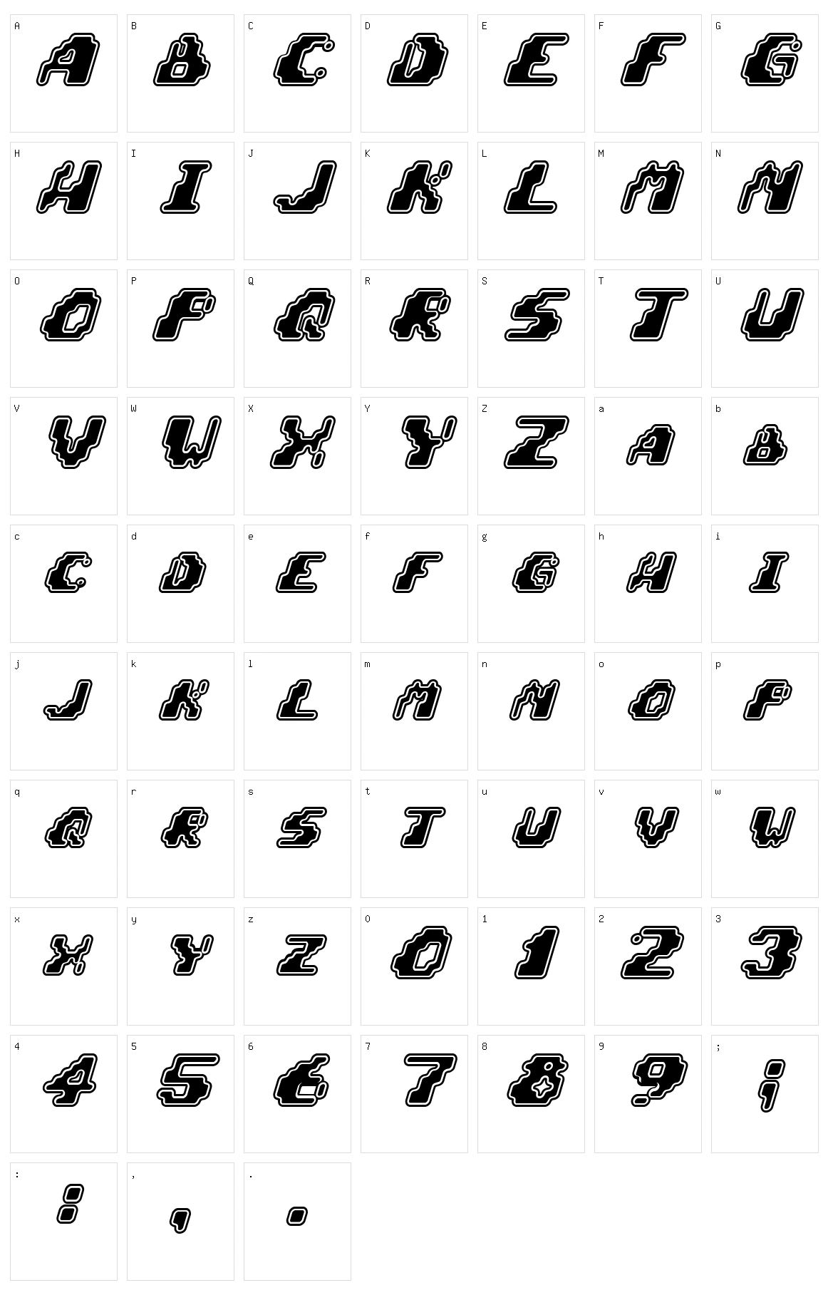 Zero Velocity Character Set