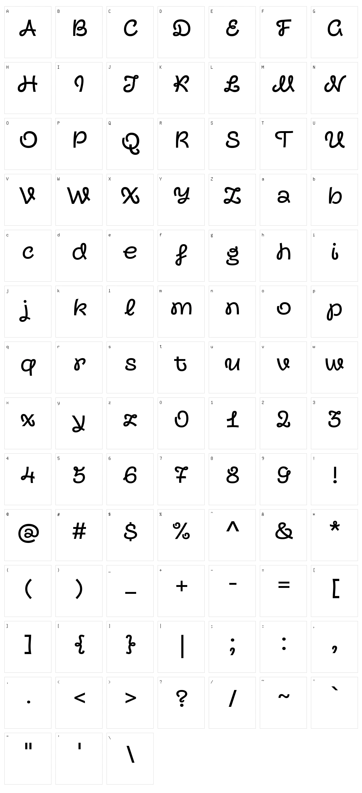 Transforma Script Character Set