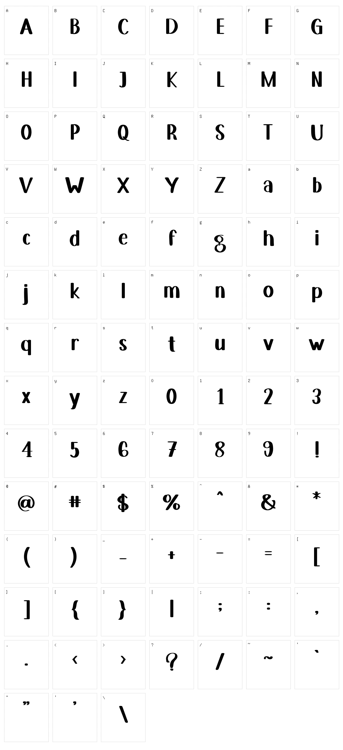 Sky Letter Character Set