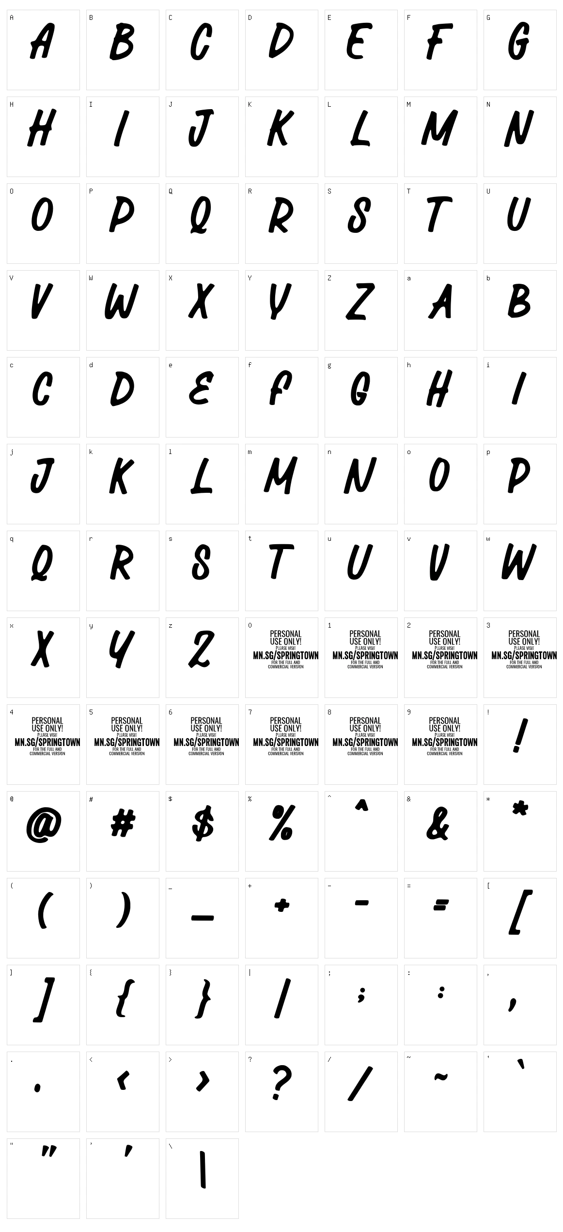 Springtown Market Character Set