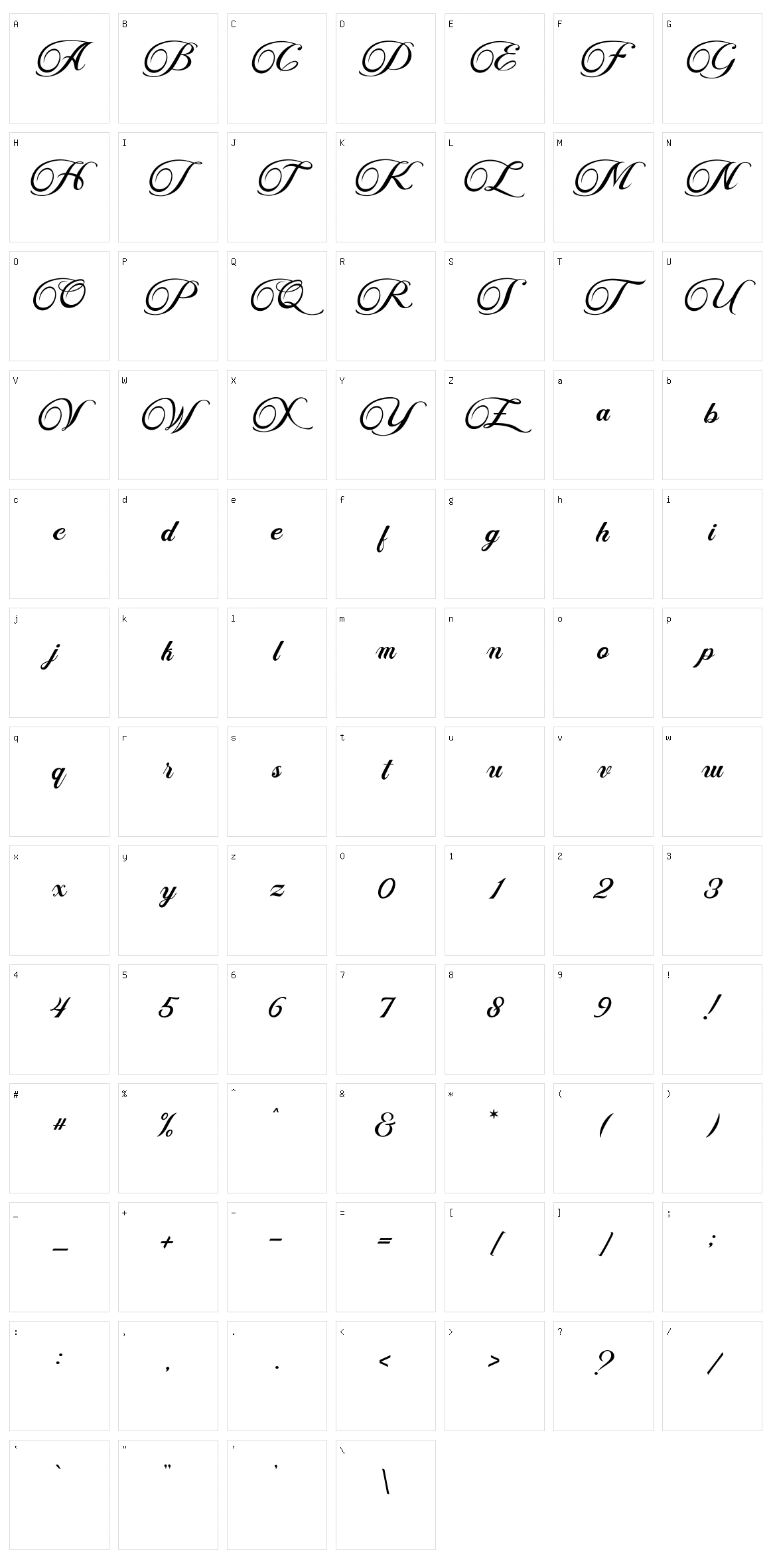 Fisha Script Character Set