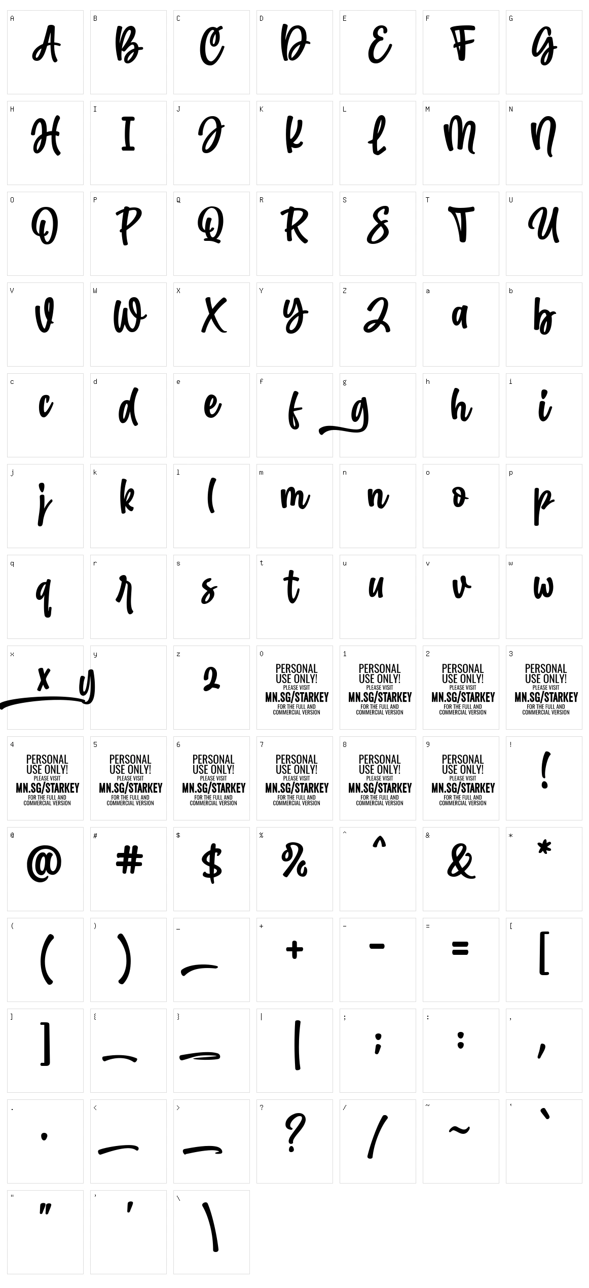Starkey Character Set