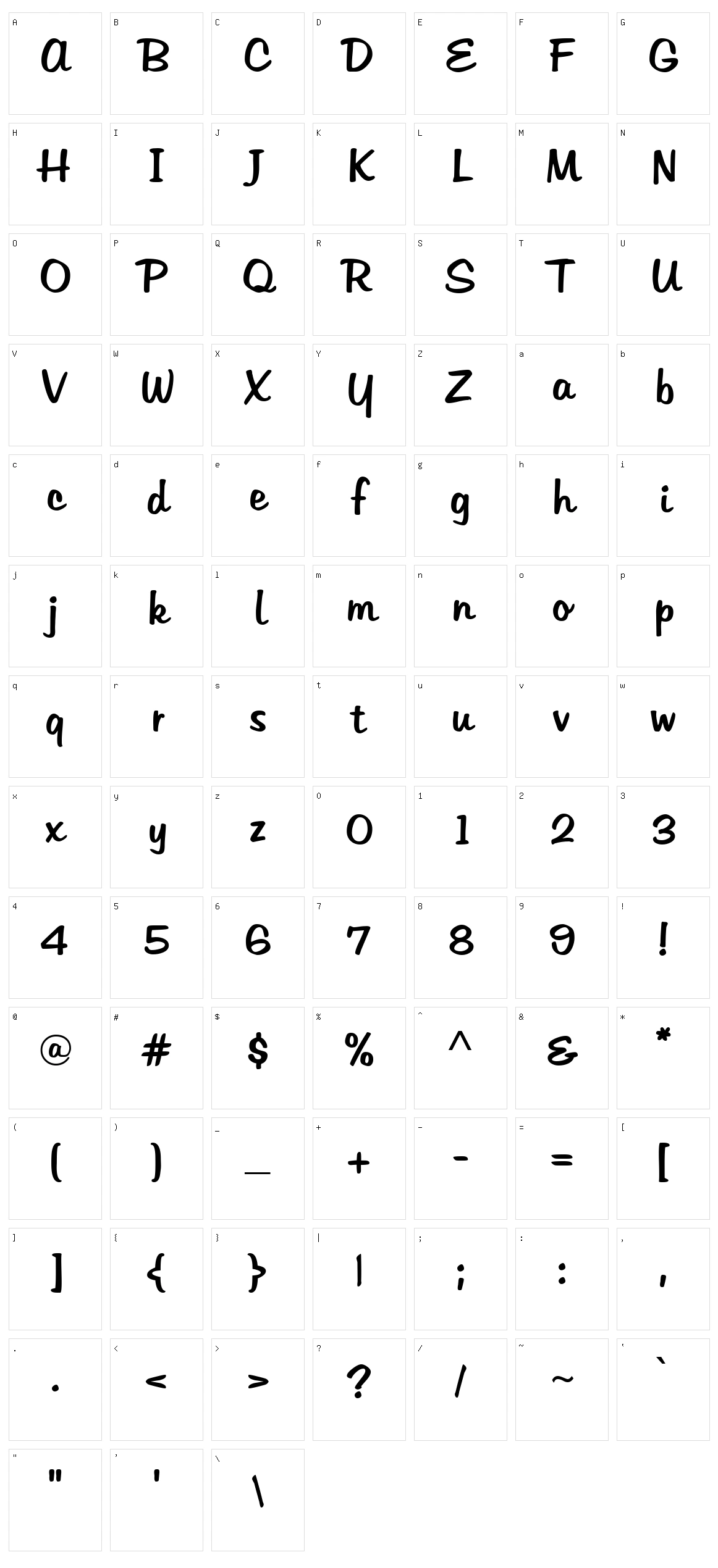 Tabitha Character Set