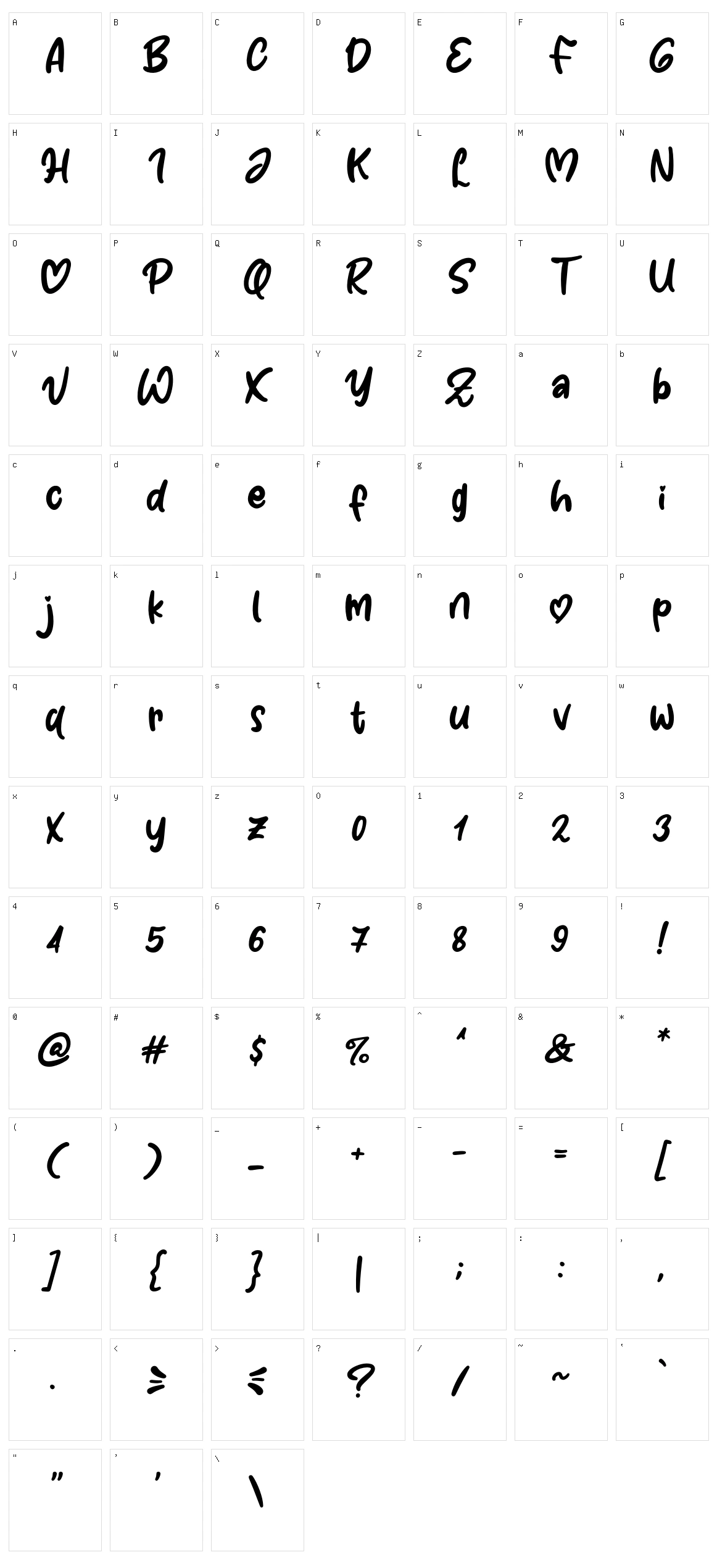 Hugamour Character Set