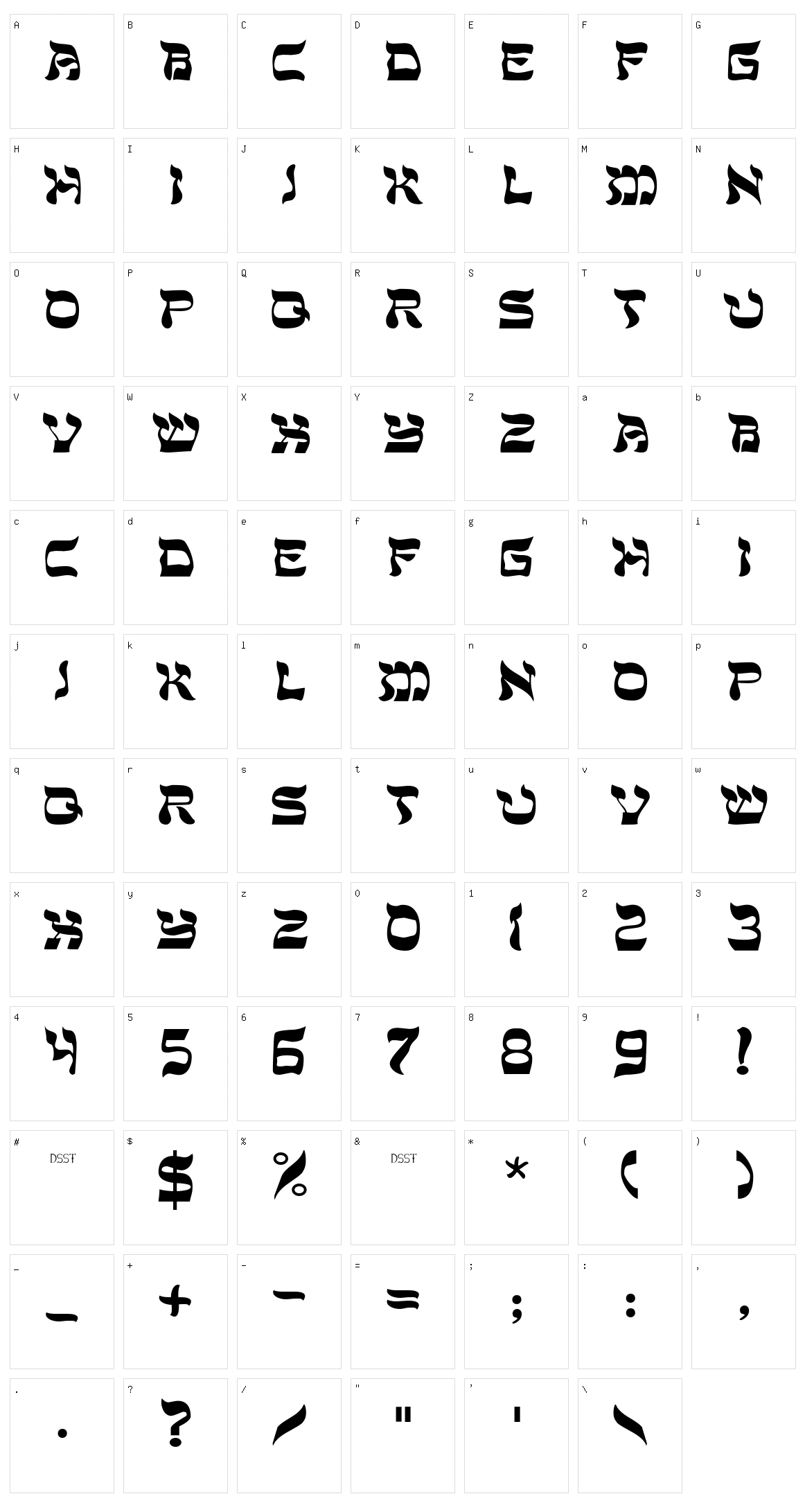 DS Sholom Character Set