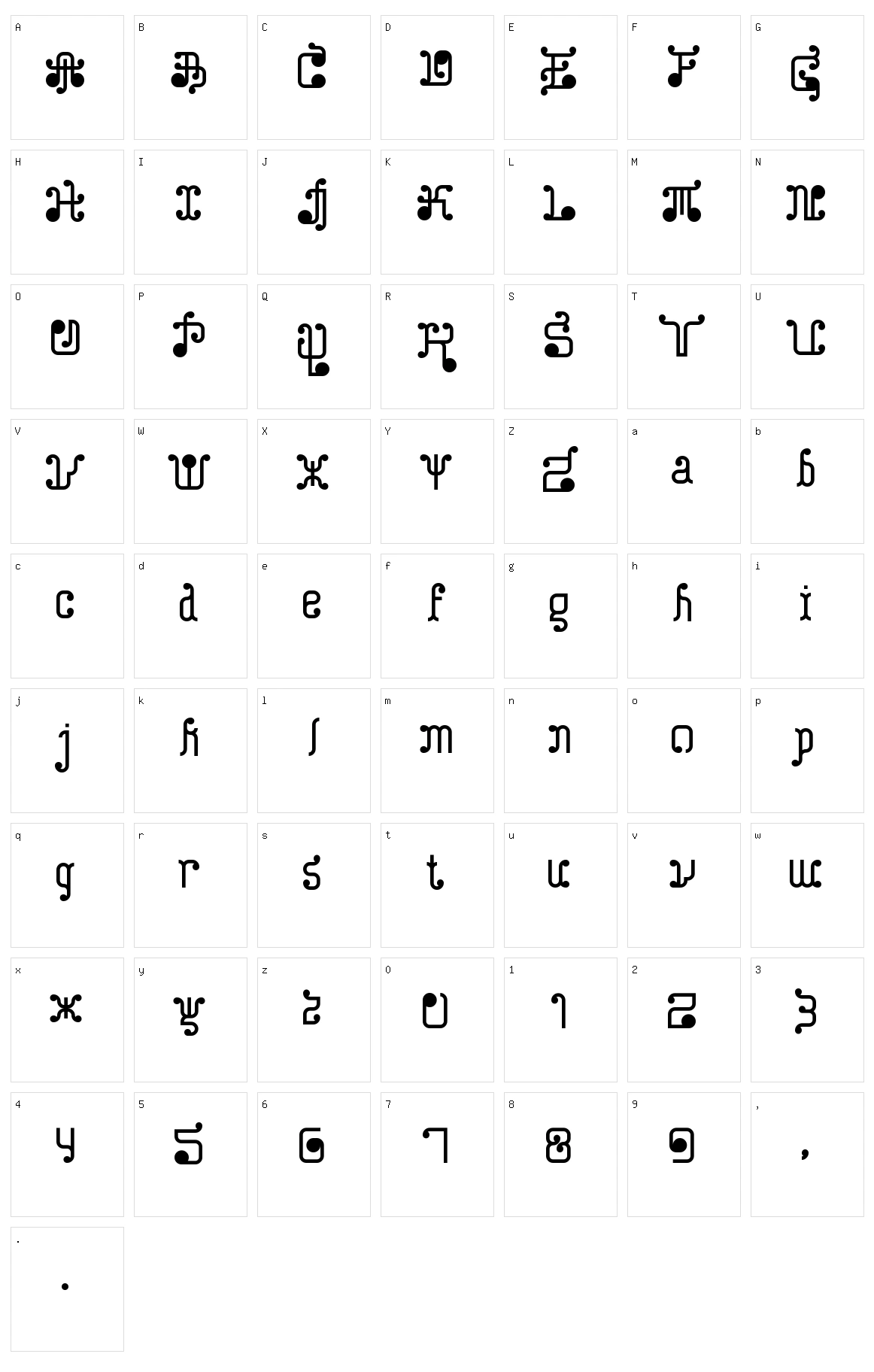 Turk and Nusa Character Set