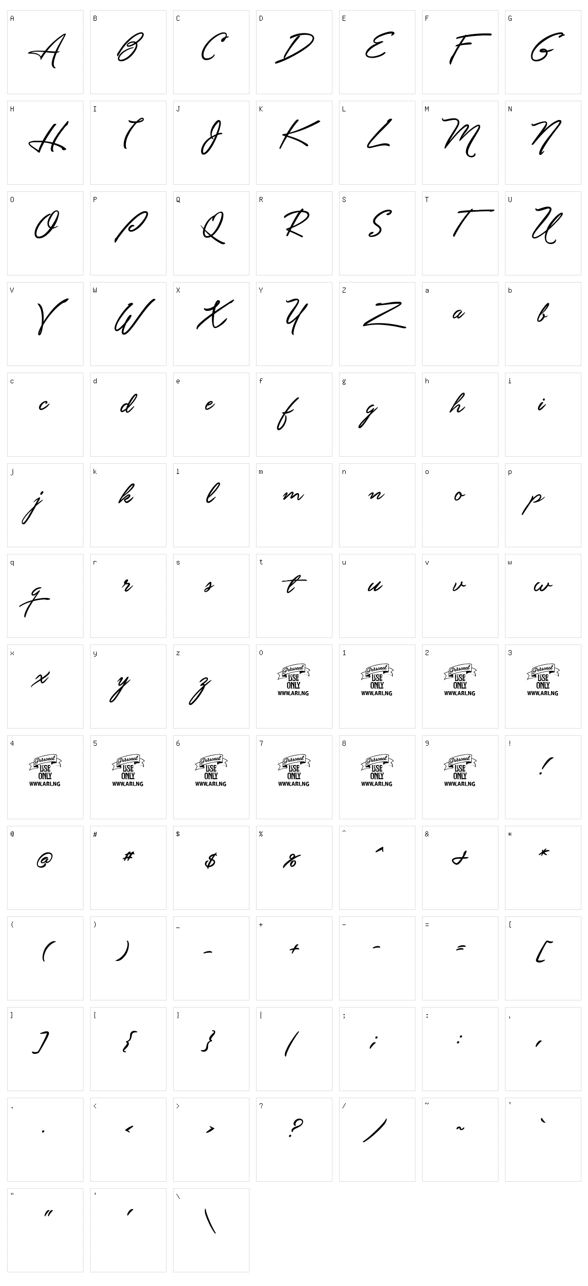 Unthrift Character Set