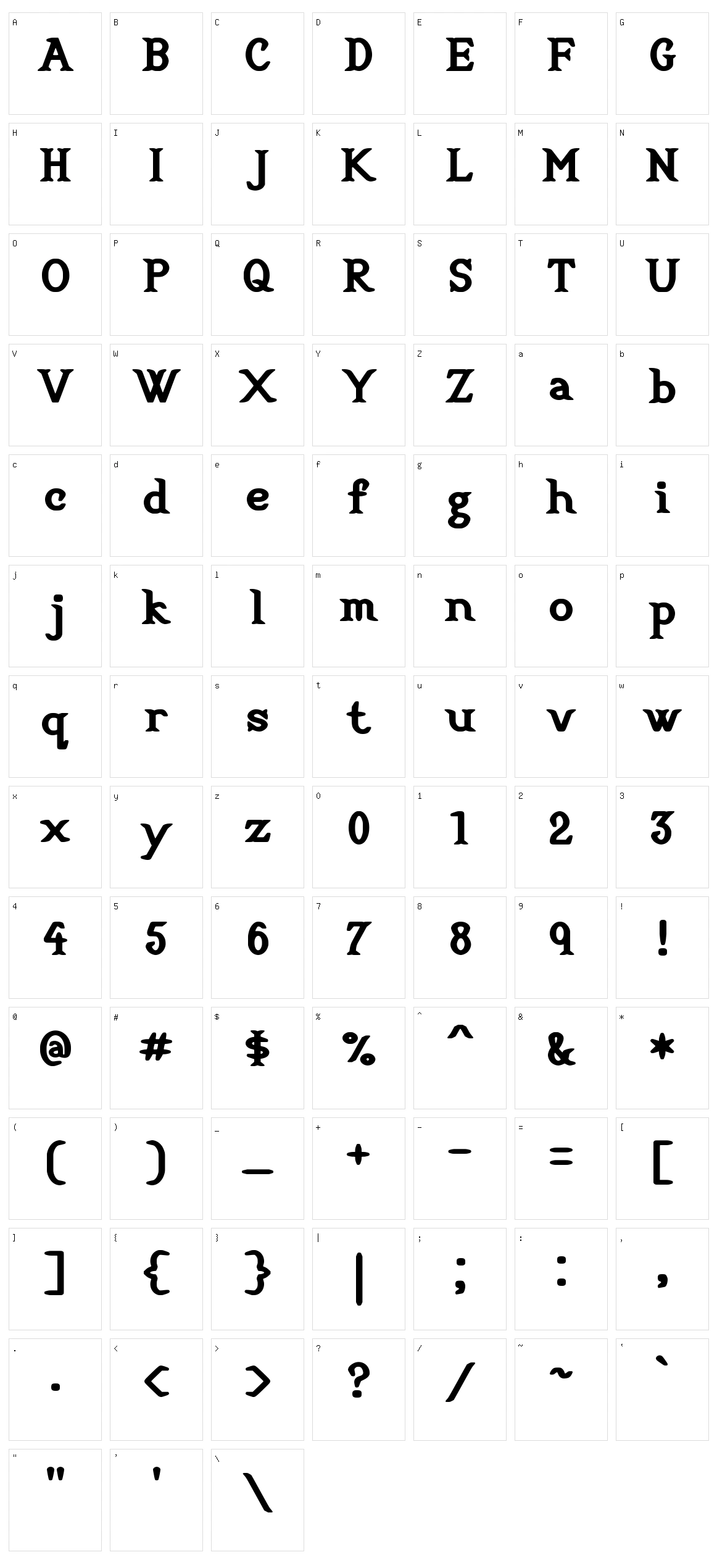 Cookbook Title Character Set