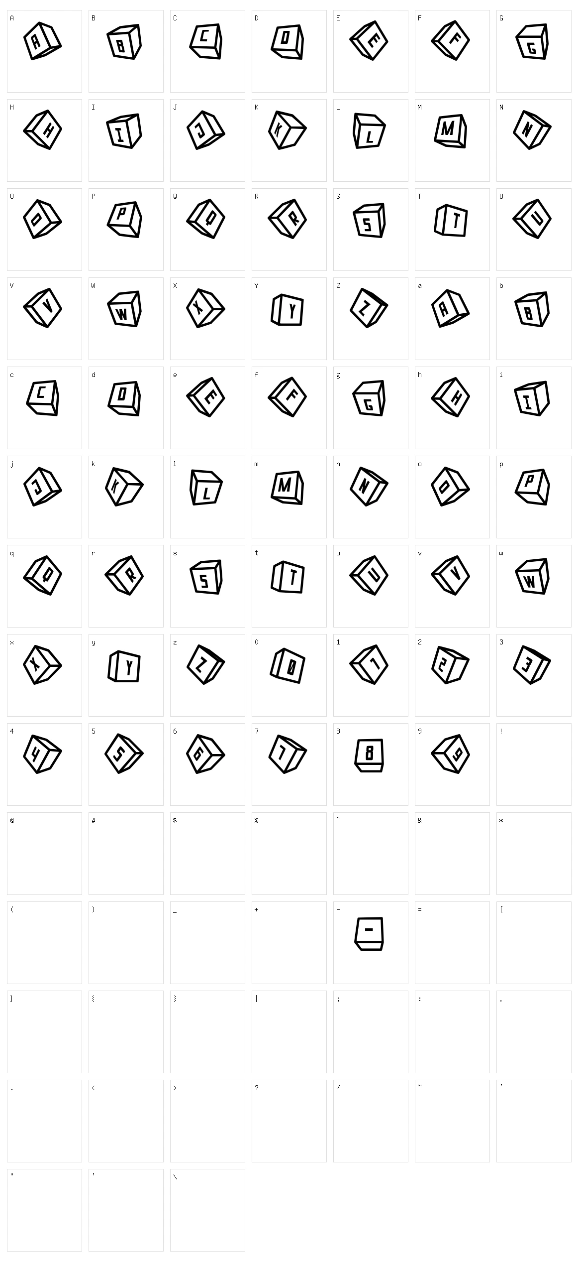 Cubox-3D ST Character Set