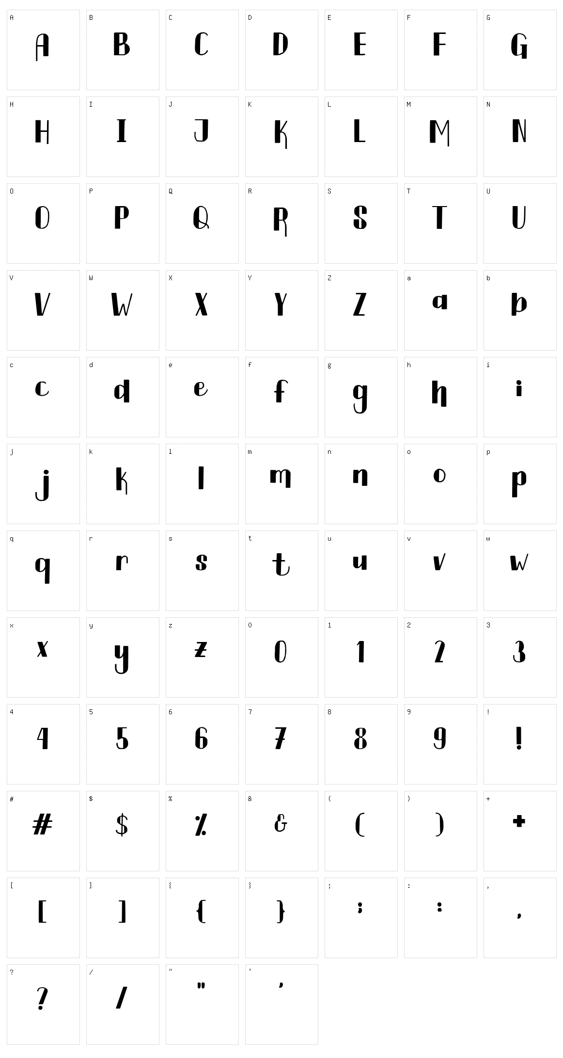 Curtina Character Set