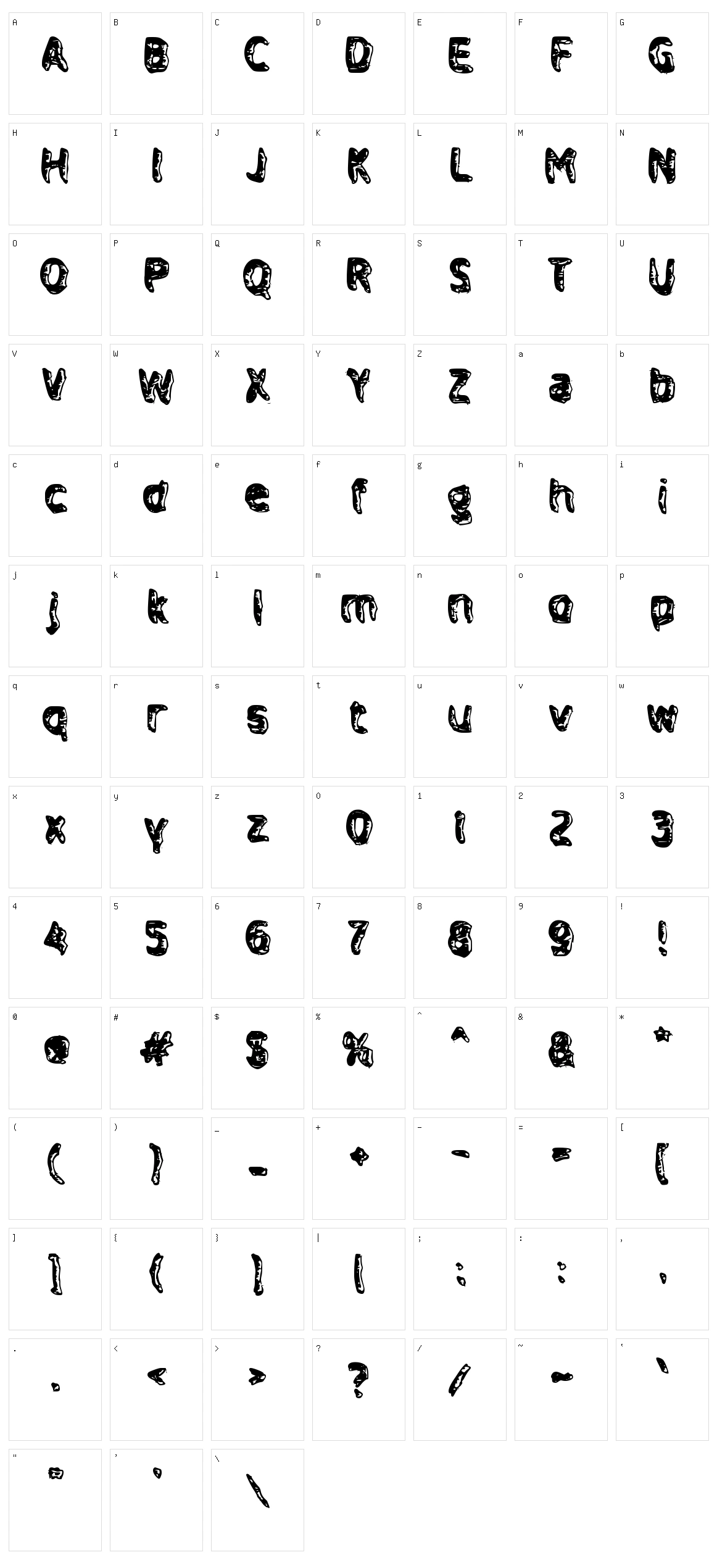 d Dradab Character Set