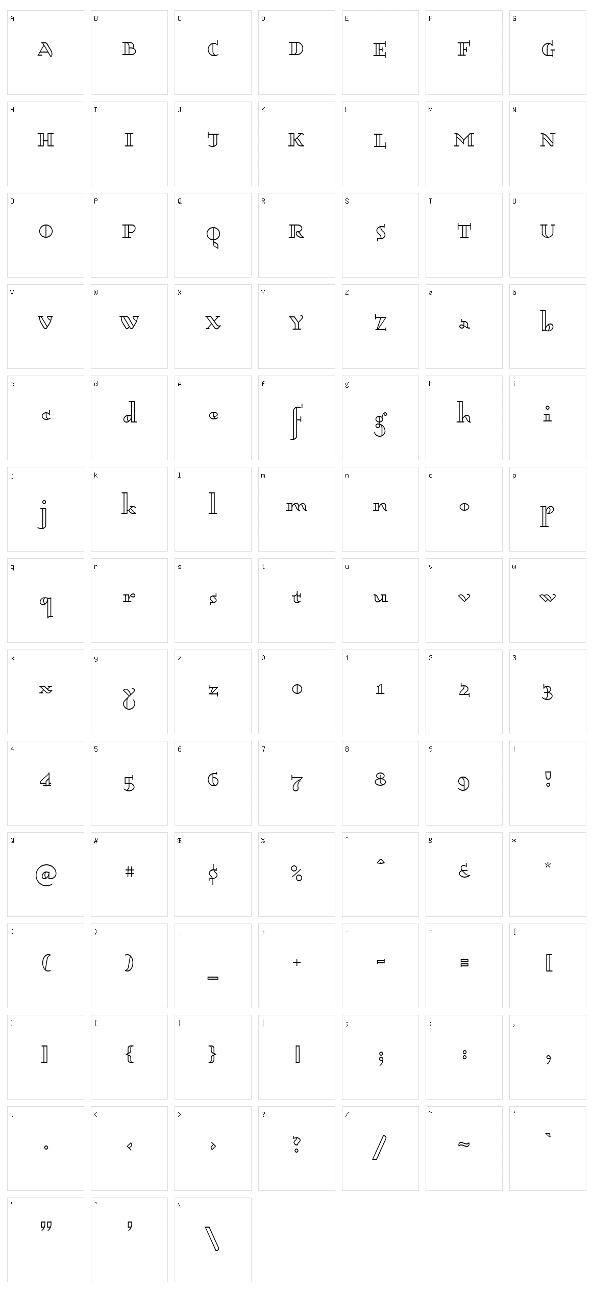 Dagerotypos Character Set