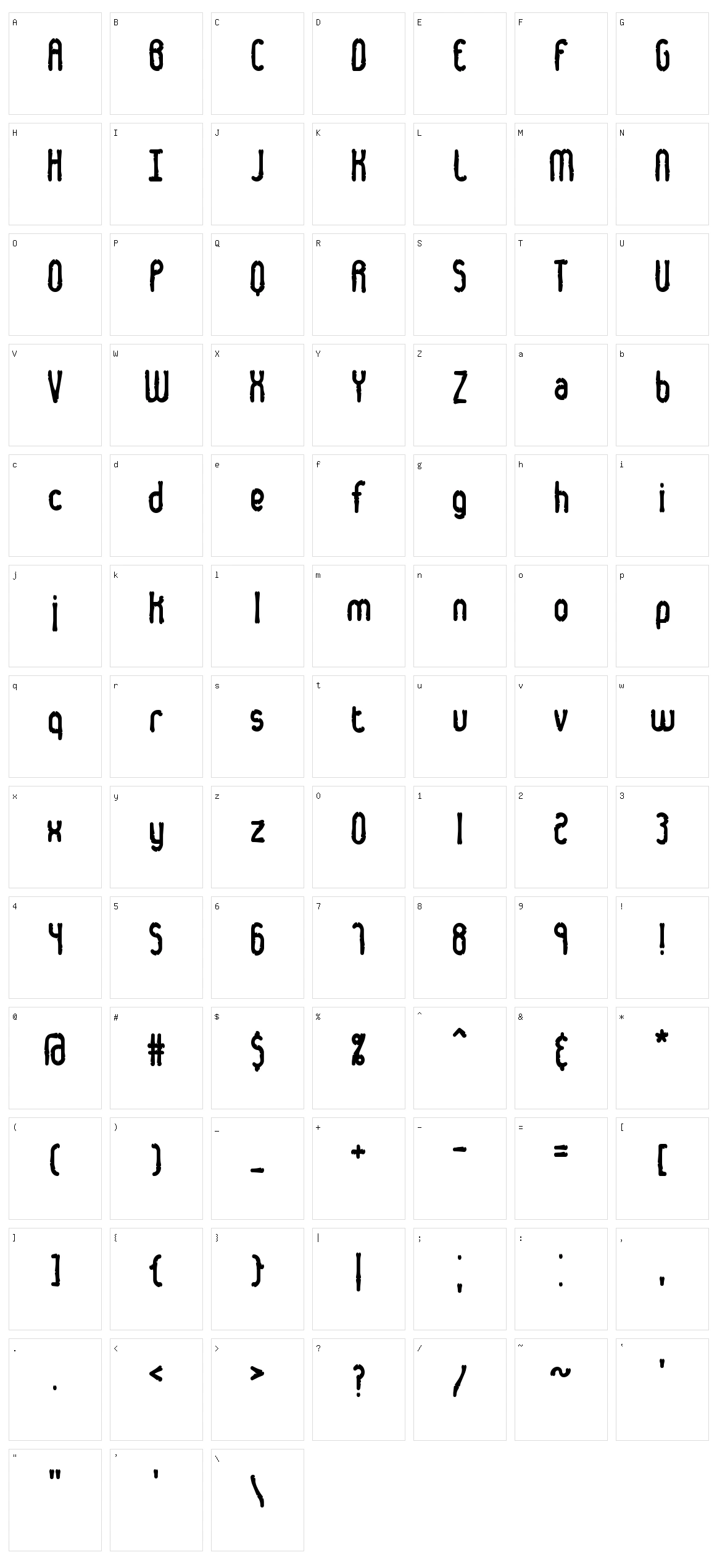 Dented Character Set